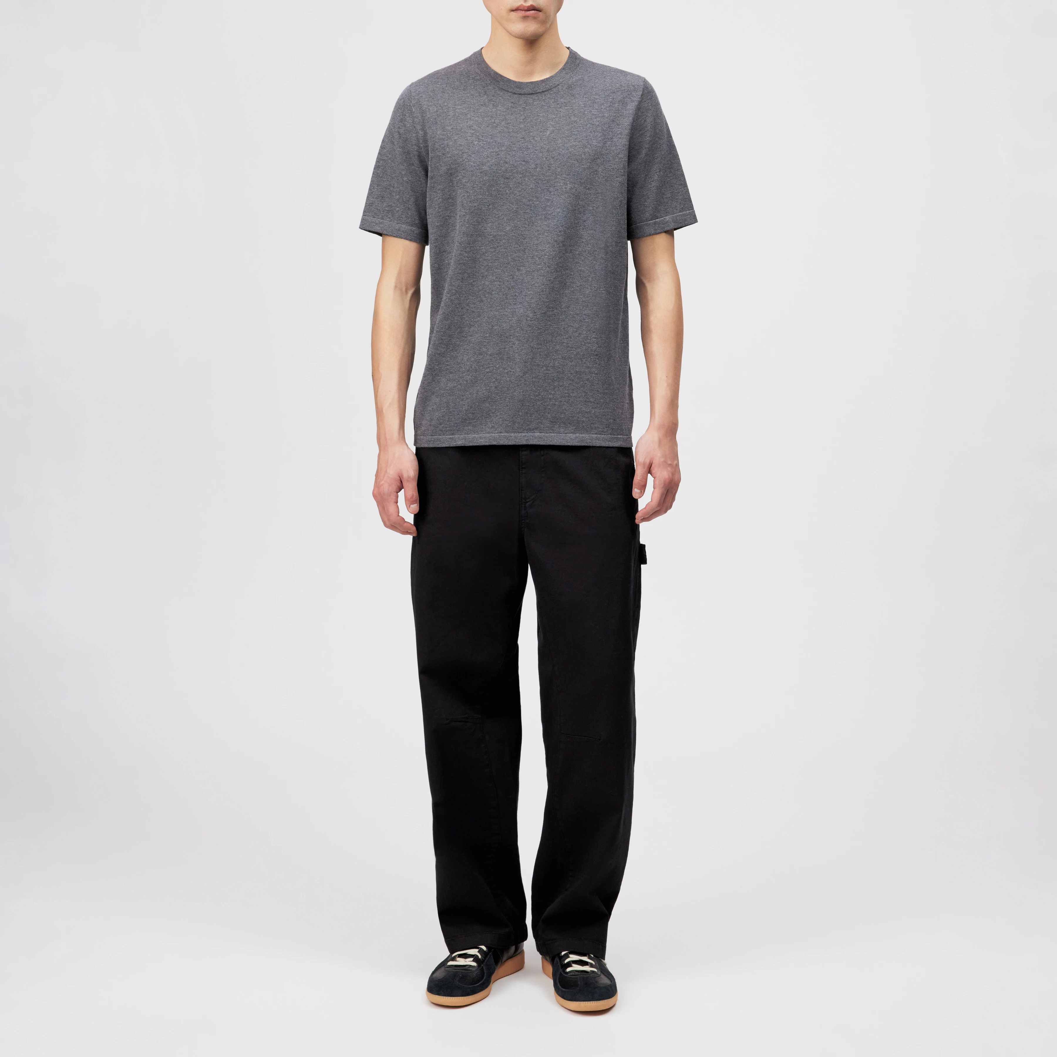 VALENTIN - T-shirt i merceriseret bomuld - men - grå - Ganzkörper-Frontansicht