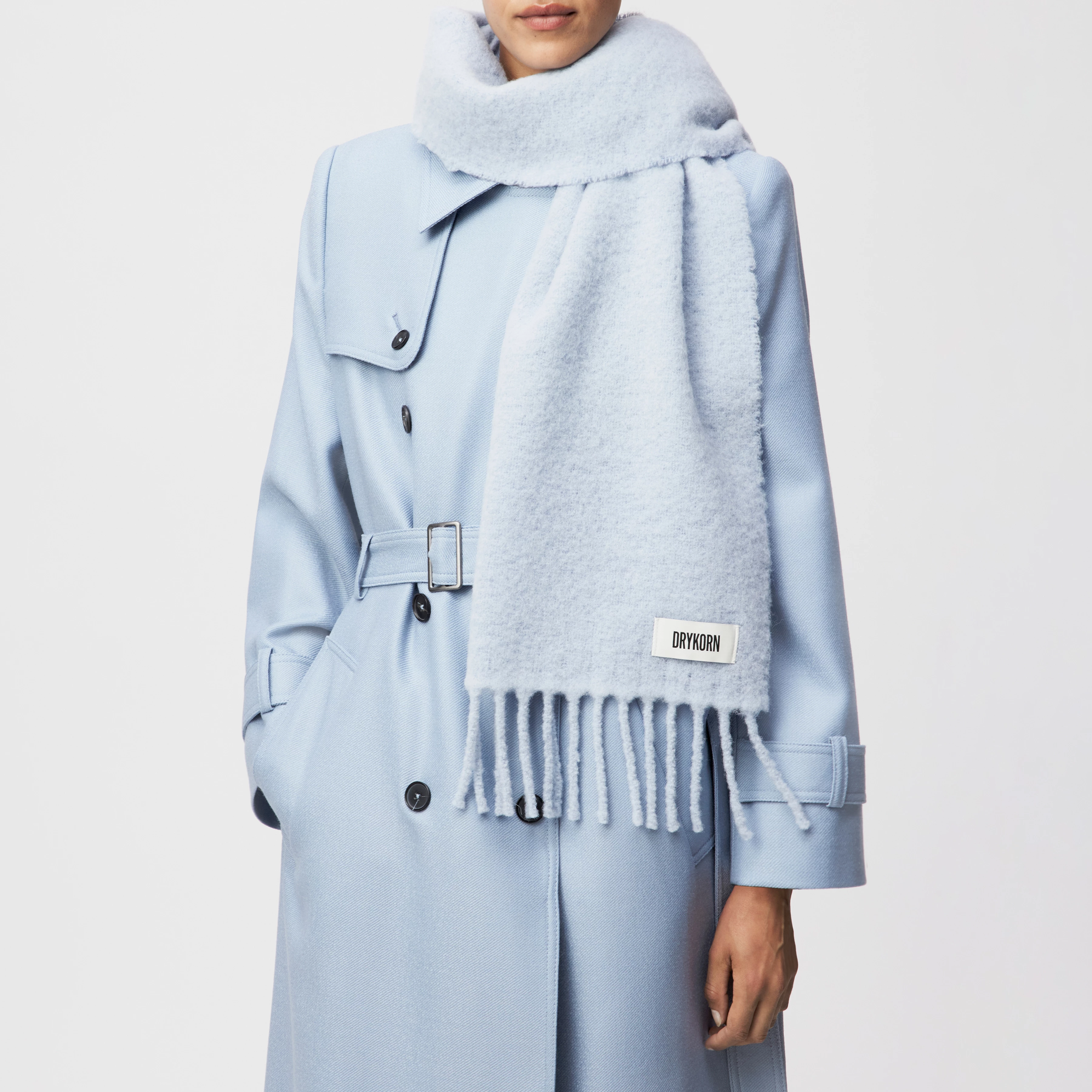 KASAY_2 - Schal in flauschigen Alpaka-Mix - Unisex - blau - Frontansicht