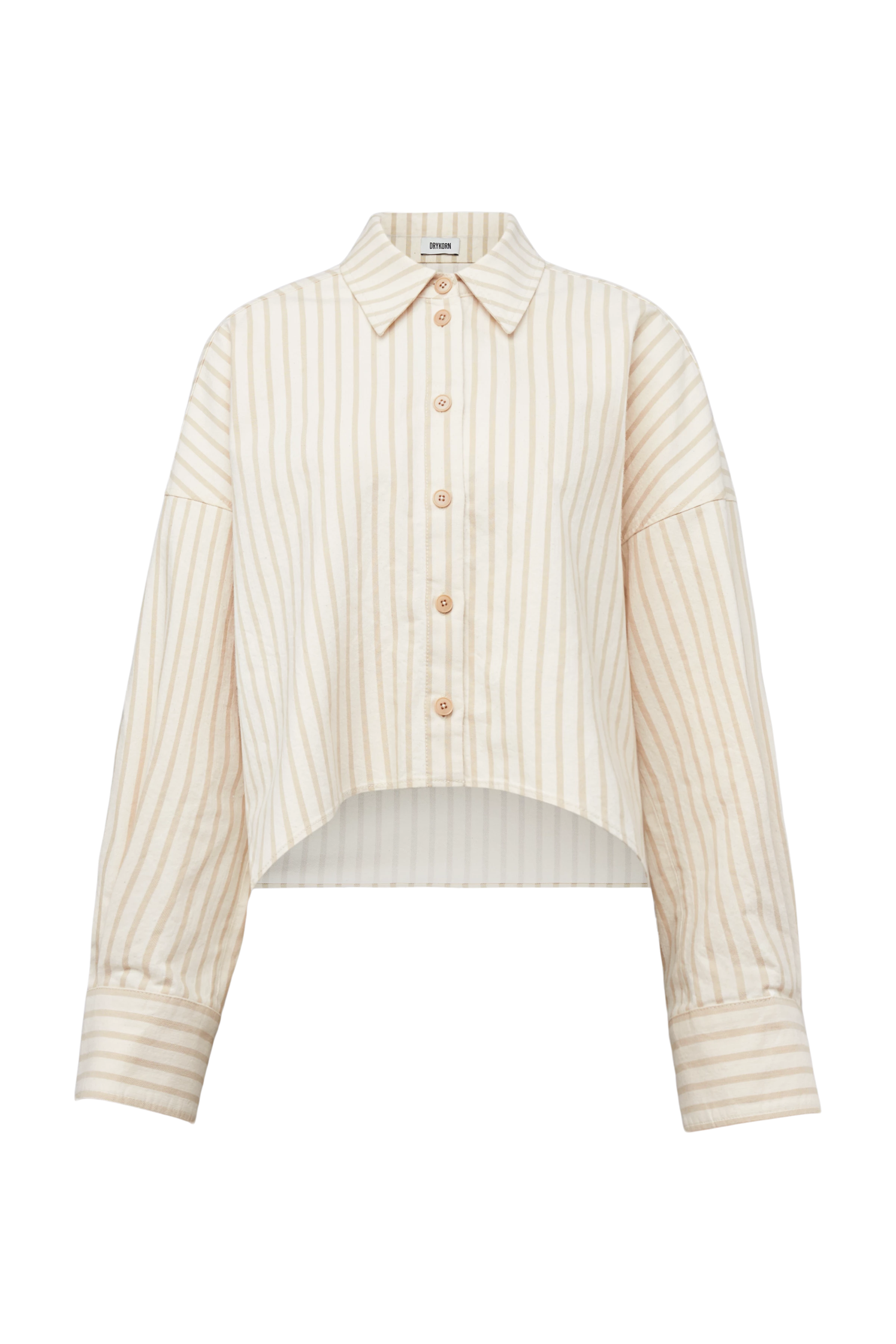OSHIA - Oversized striped cotton shirt - women - beige - Freisteller Frontansicht