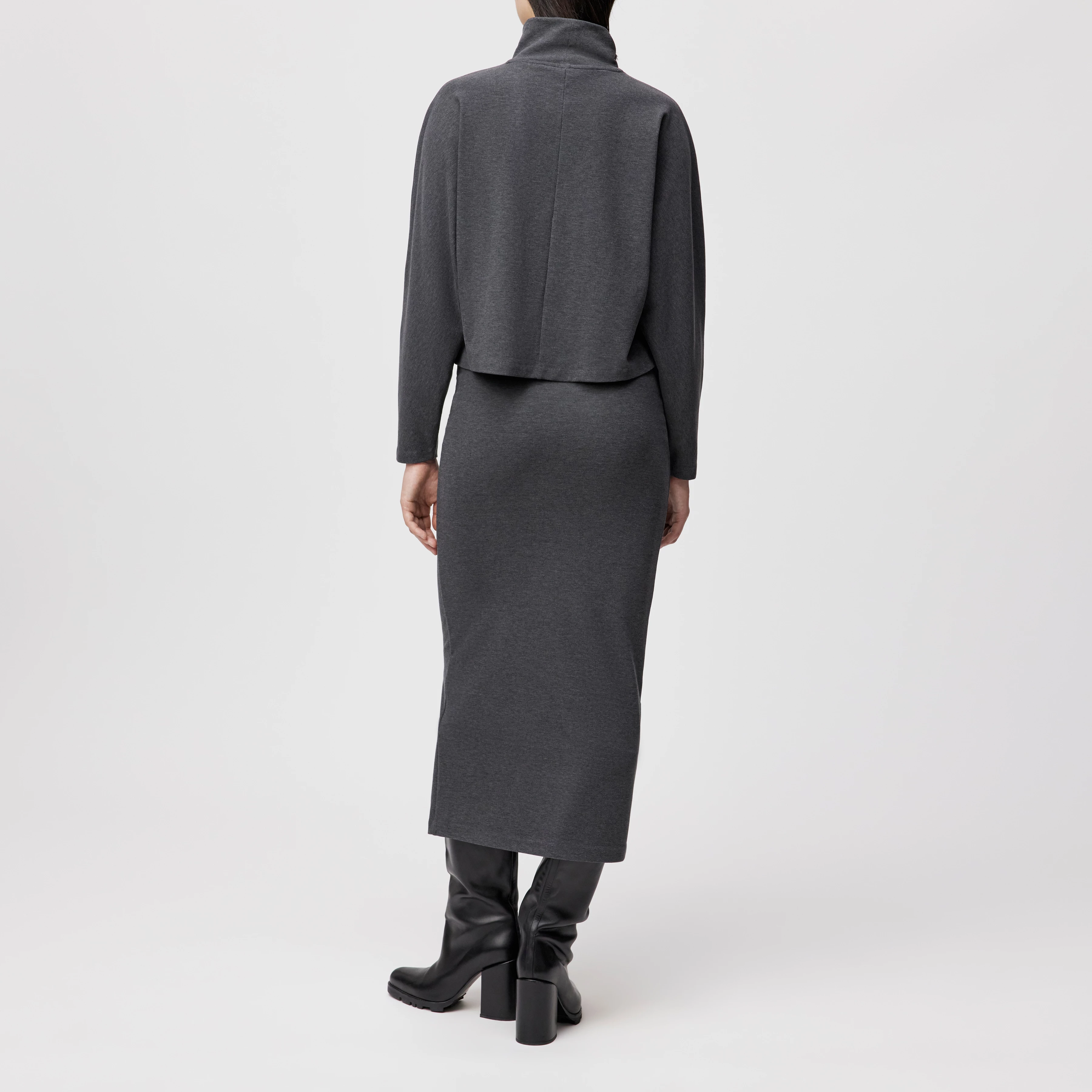 ASIRAL - Batwing shirt in Lyocell blend with wool look - women - grey - Rückansicht