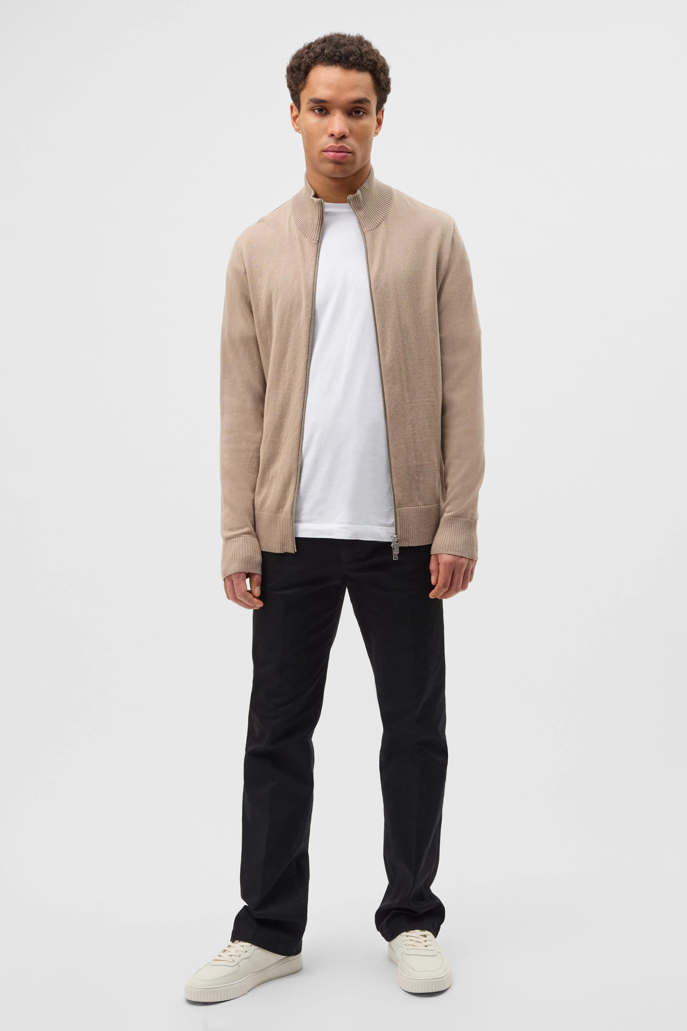 ANTONIO - Softe Basic Zip-Jacke - Herren - braun - Ganzkörper-Frontansicht