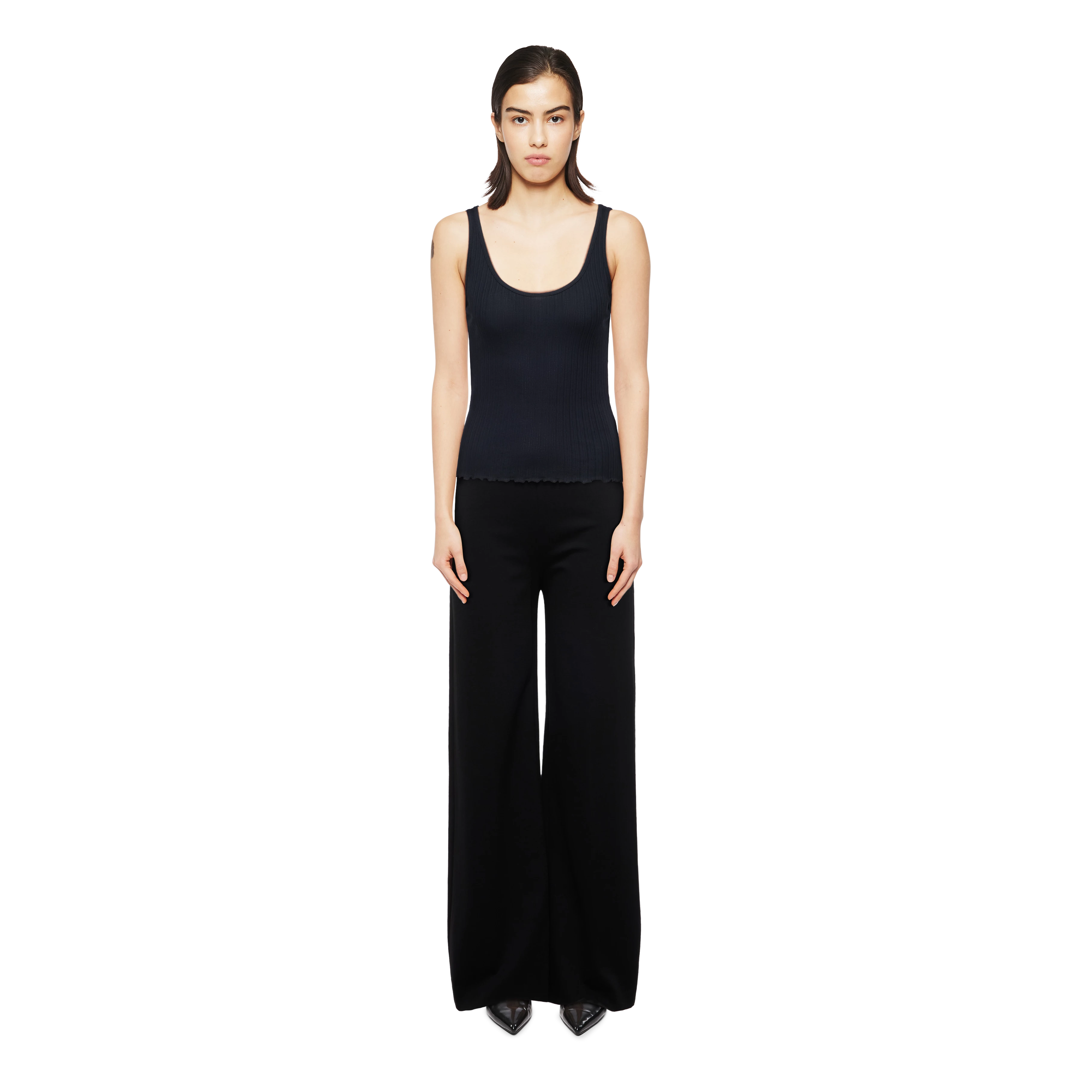 VENDICA - Jersey top in blended cotton modal - women - Natural Aluminium - Ganzkörper-Frontansicht