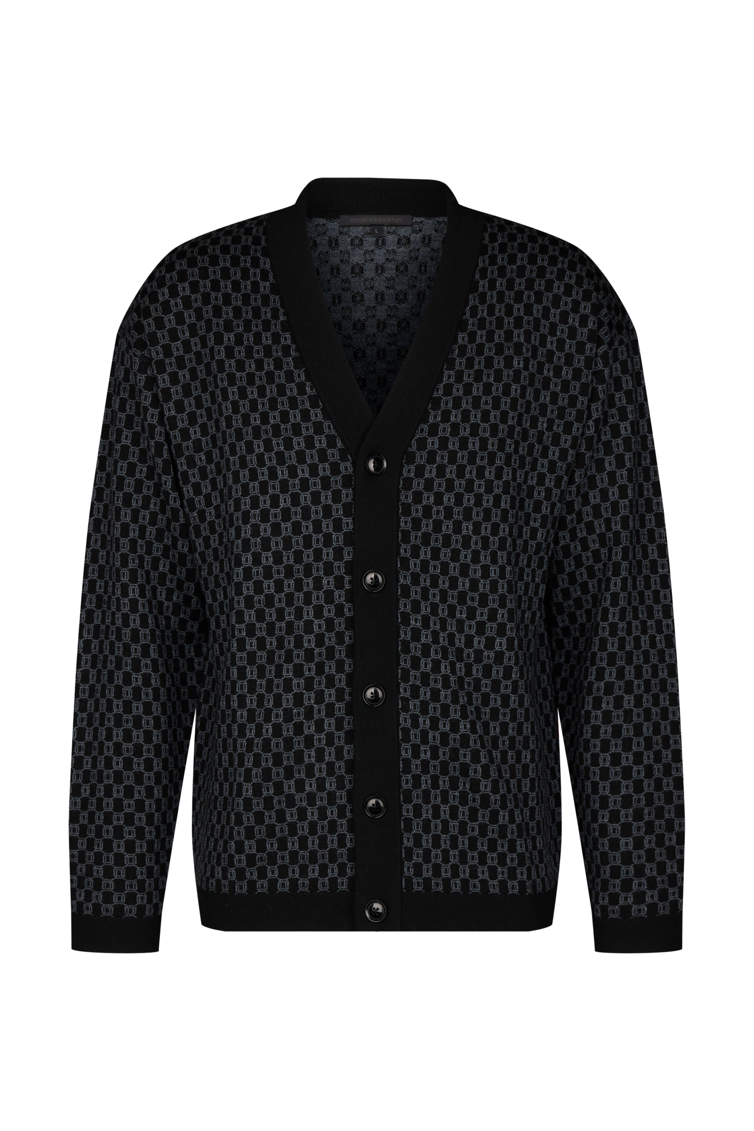 NADIR - Jacquard Cardigan - Herren - schwarz - Freisteller Frontansicht