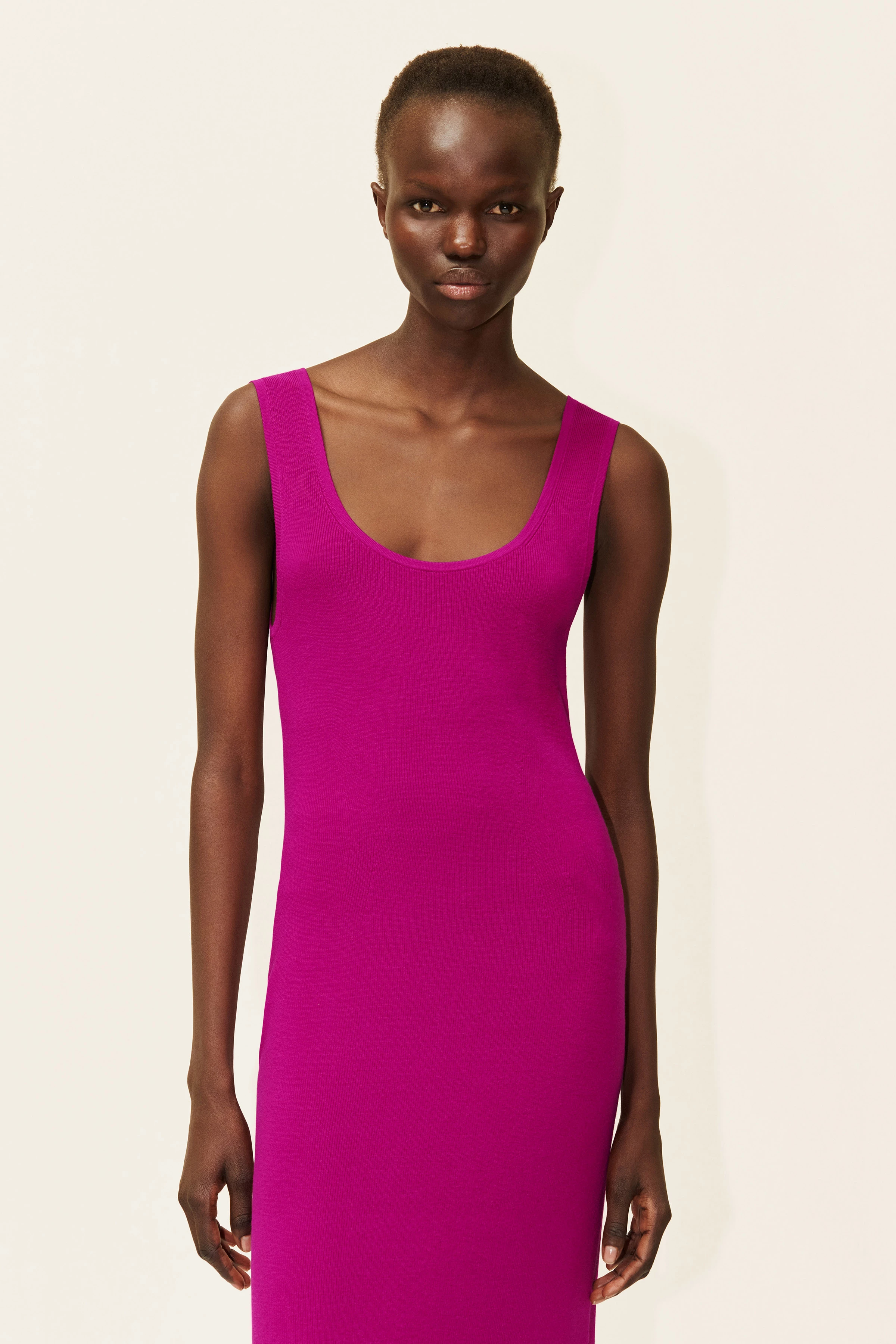 SEVERE - Gebreide midi-jurk van zachte viscose - dames - purper - Frontansicht