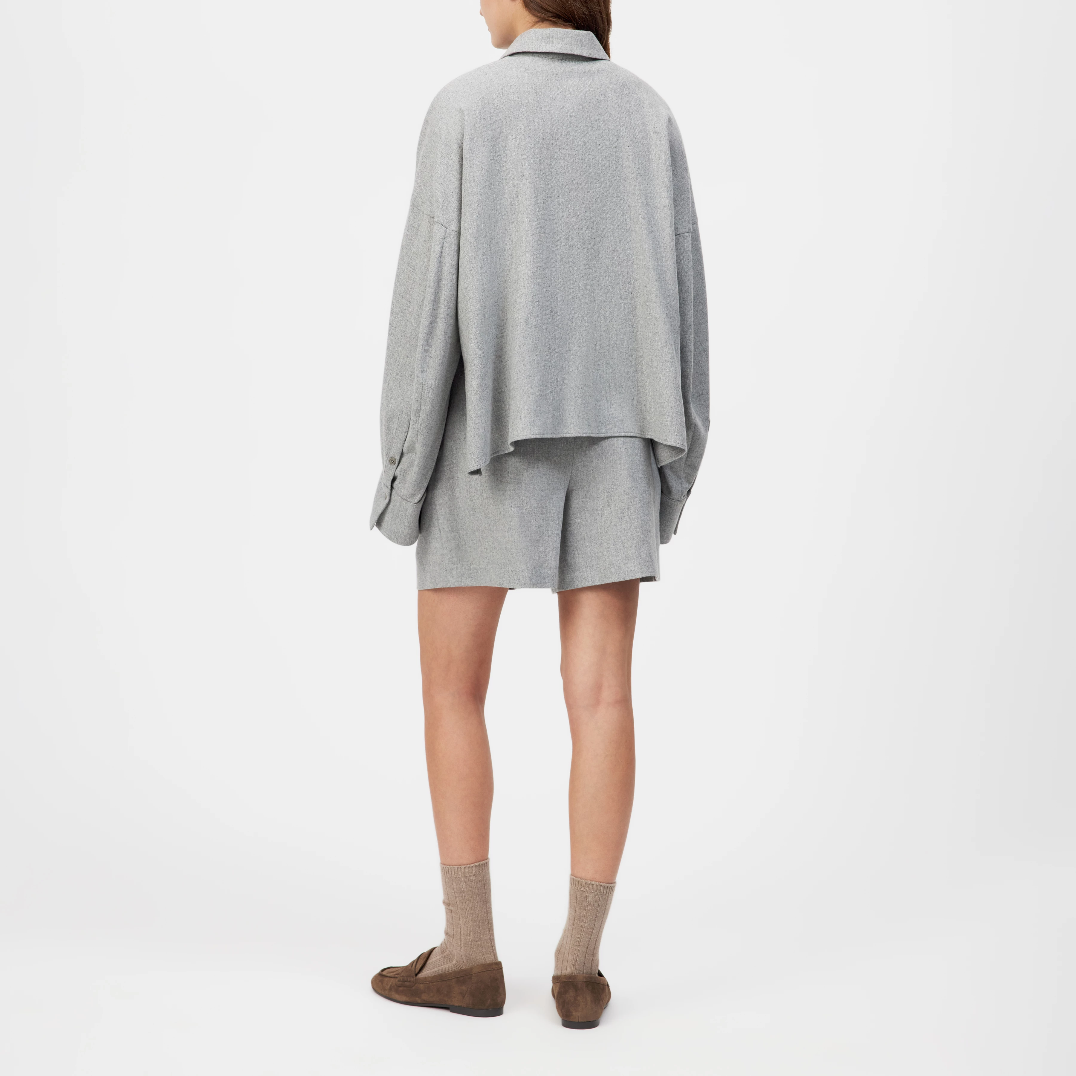 OSHIA - Oversized Hemdbluse in Flanell - Damen - grau - Rückansicht