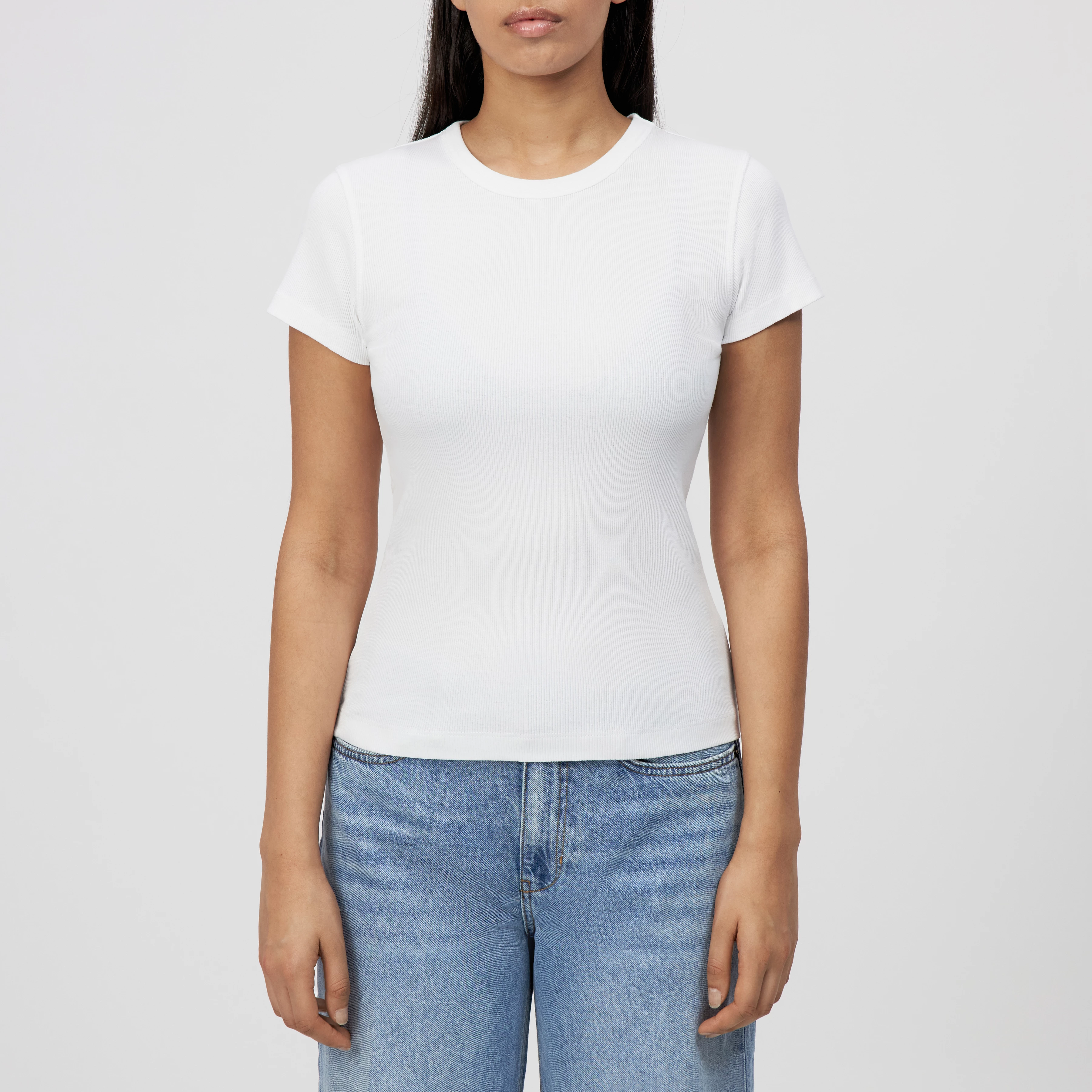 KOALE - Slim T-shirt in cotton rib - women - white - Frontansicht