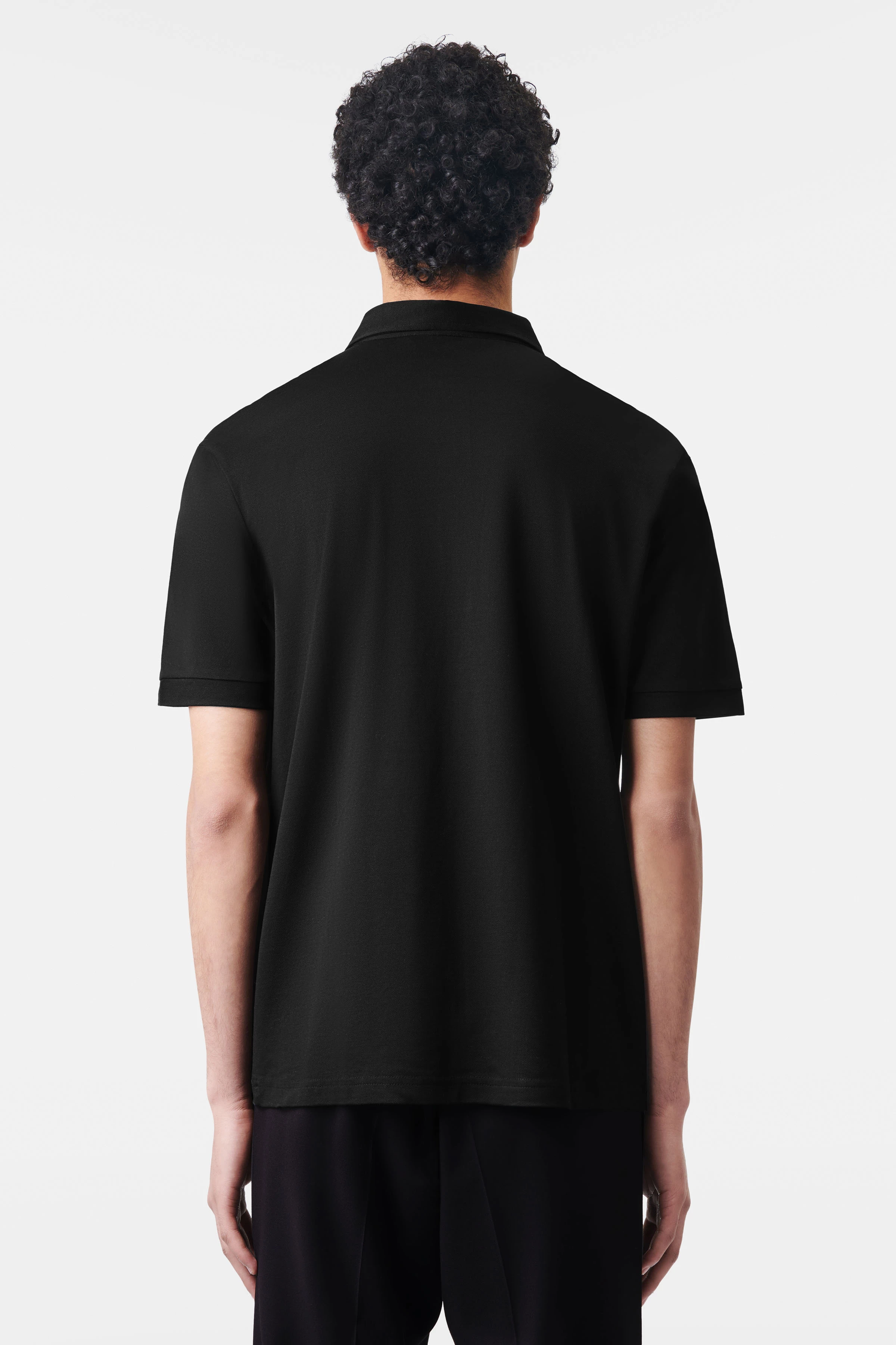GARRY - 4-knoops polo met omgeslagen kraag in piqué - heren - zwart - Rückansicht