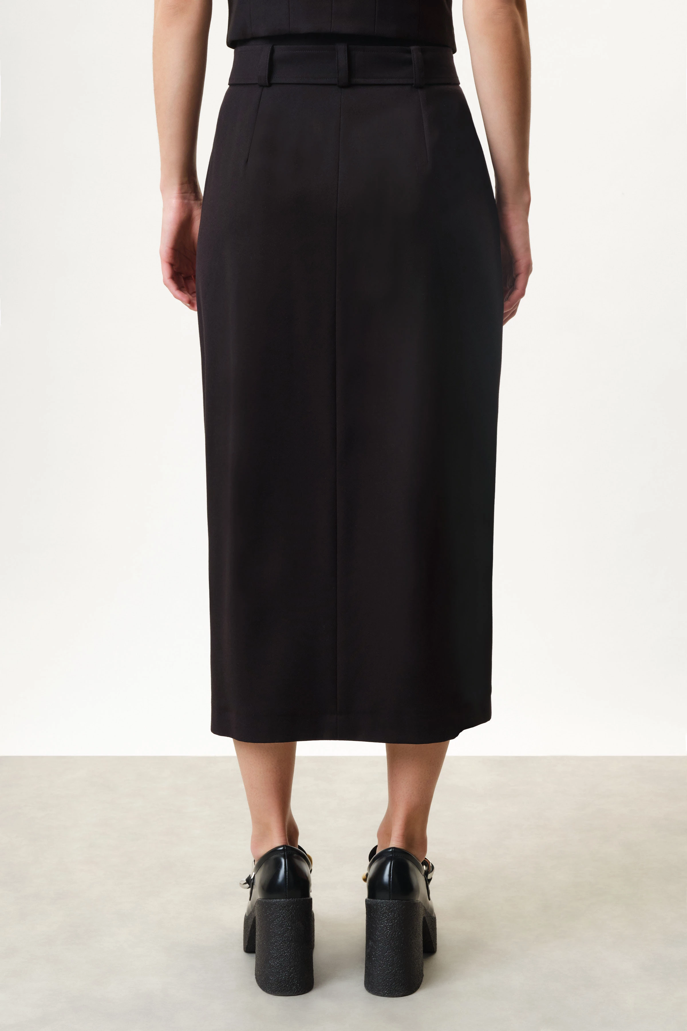 TAFFI - Wickelrock mit Paperbag-Bund aus Leinen-Viskose Mix - Damen - schwarz - Rückansicht