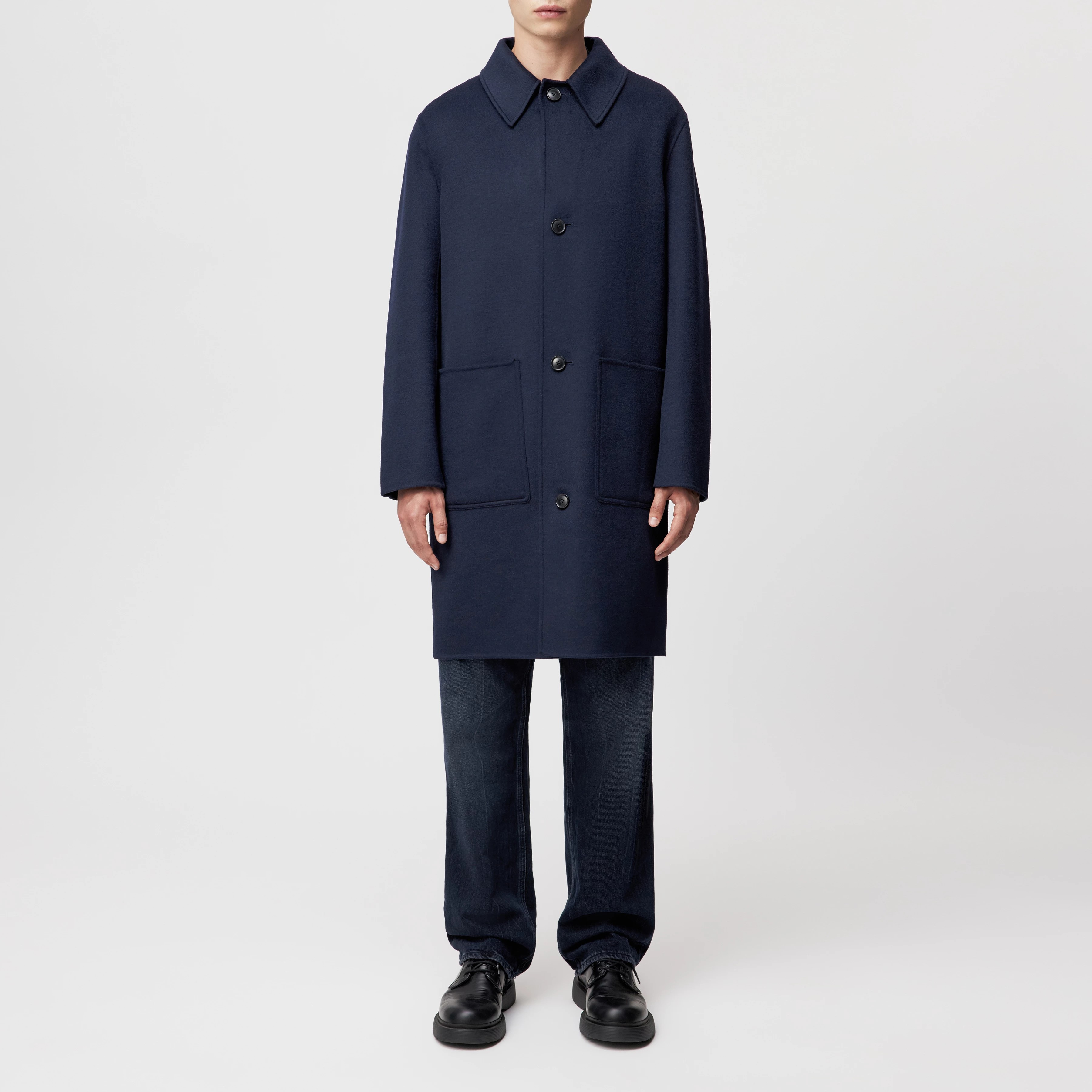 SOLAN - Classic coat in double-faced wool - men - blue - Frontansicht