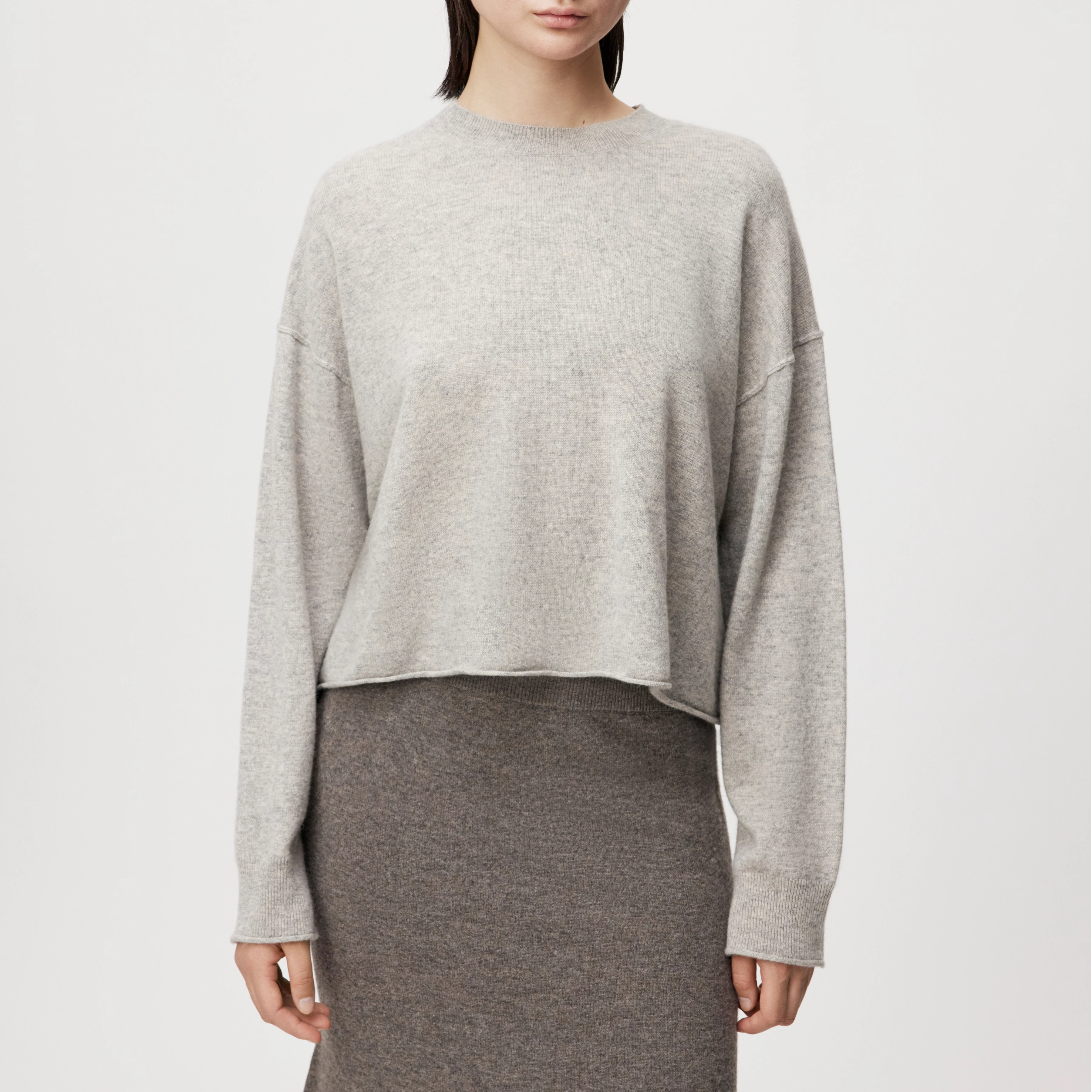 MALESE - Verkürzter Pullover in 100% Kaschmir - Damen - beige - Frontansicht