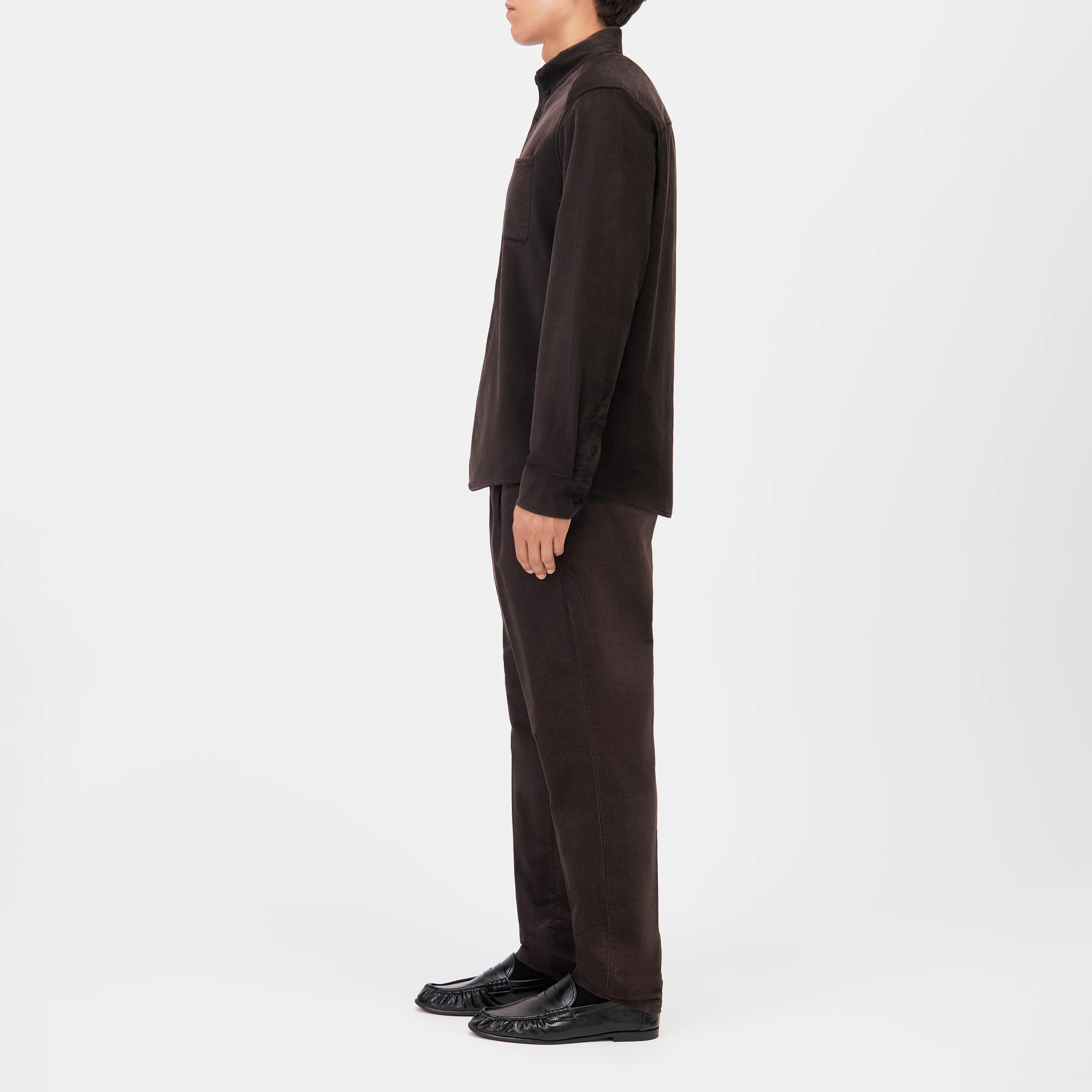 LIET_3 - Button-Down Hemd in Samt-Optik - Herren - braun - Seitenansicht