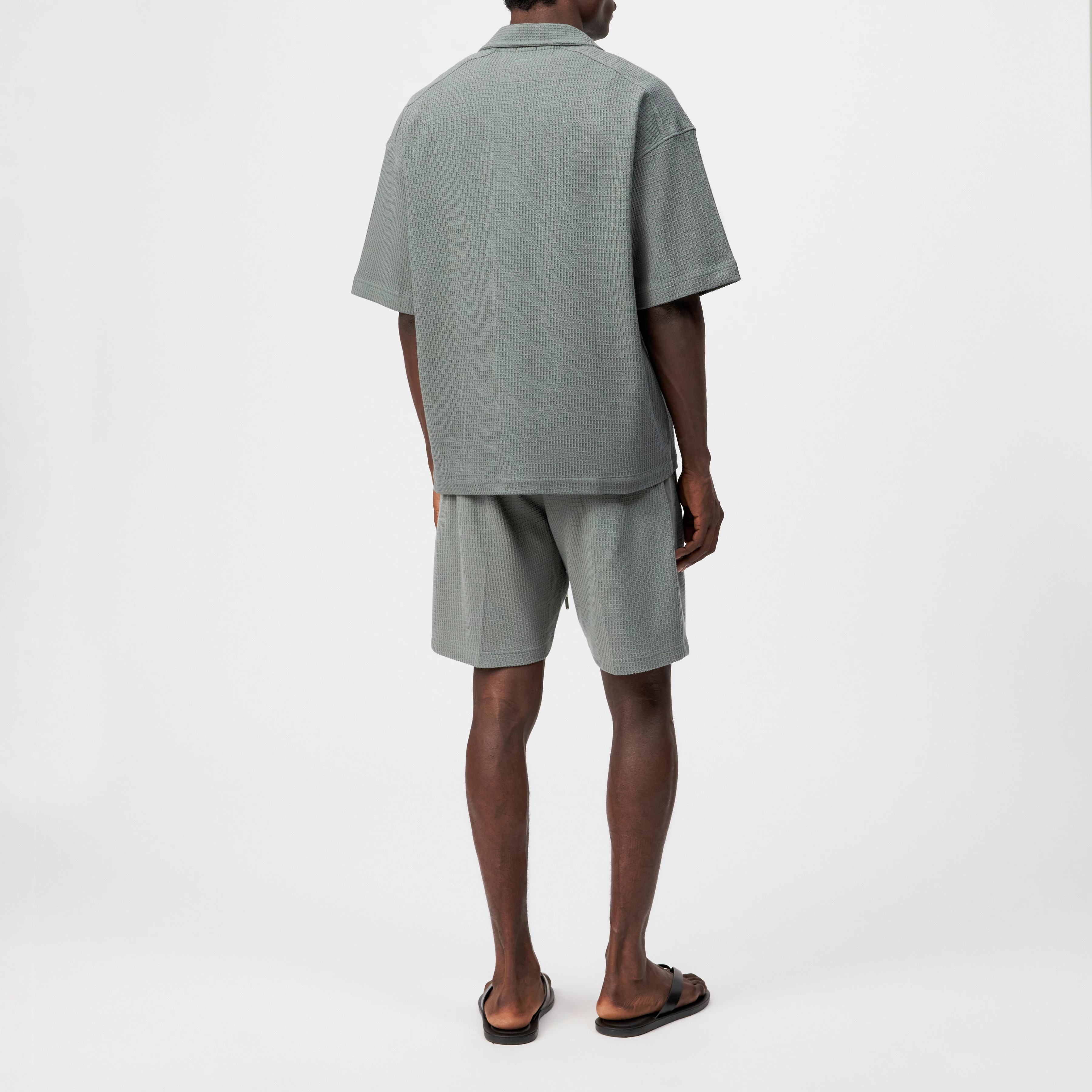 BASIIL - Chemise manches courtes Relaxed Fit en coton Dry Touch - men - vert - Rückansicht