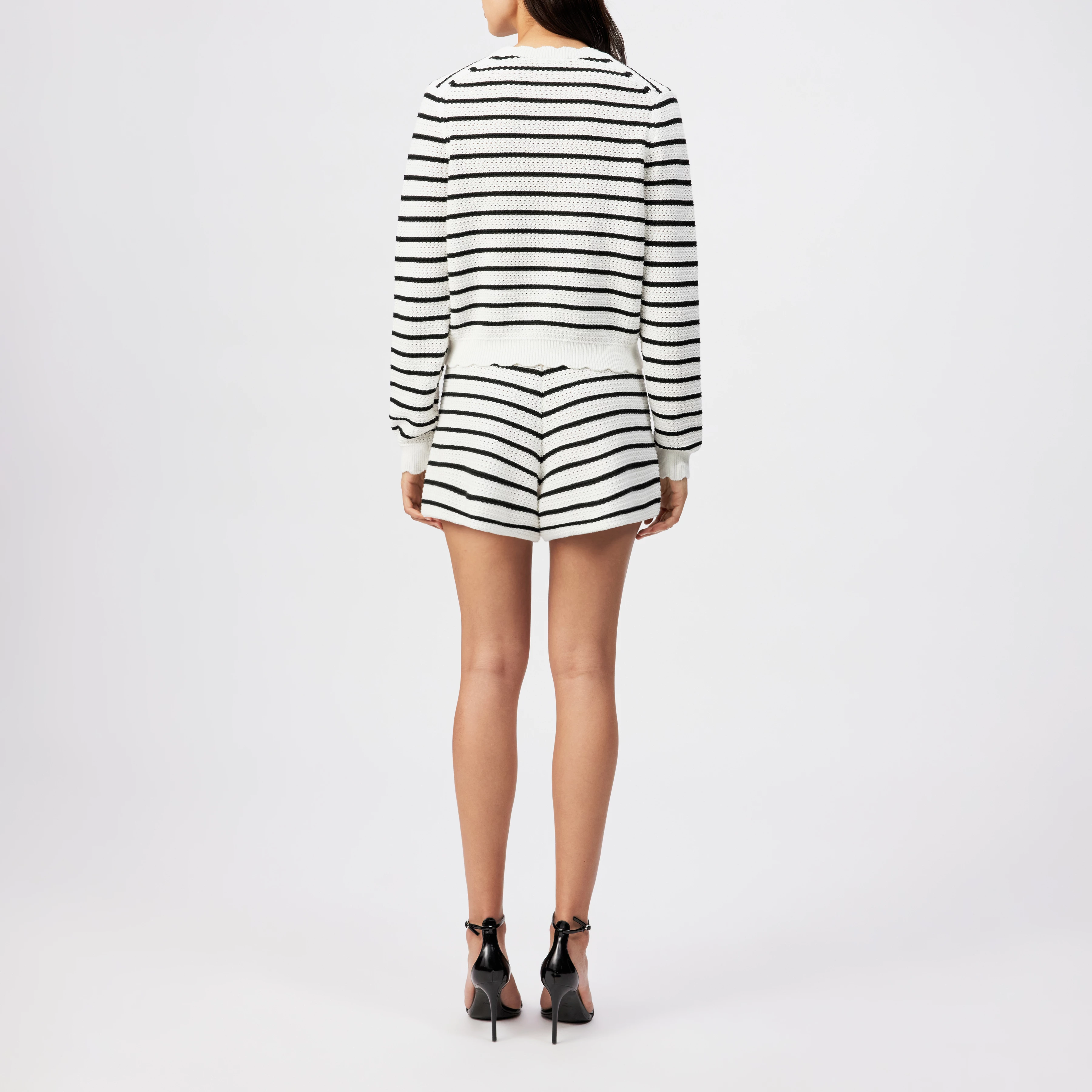 VILSA - Striped jumper in pure cotton - women - off white - Rückansicht