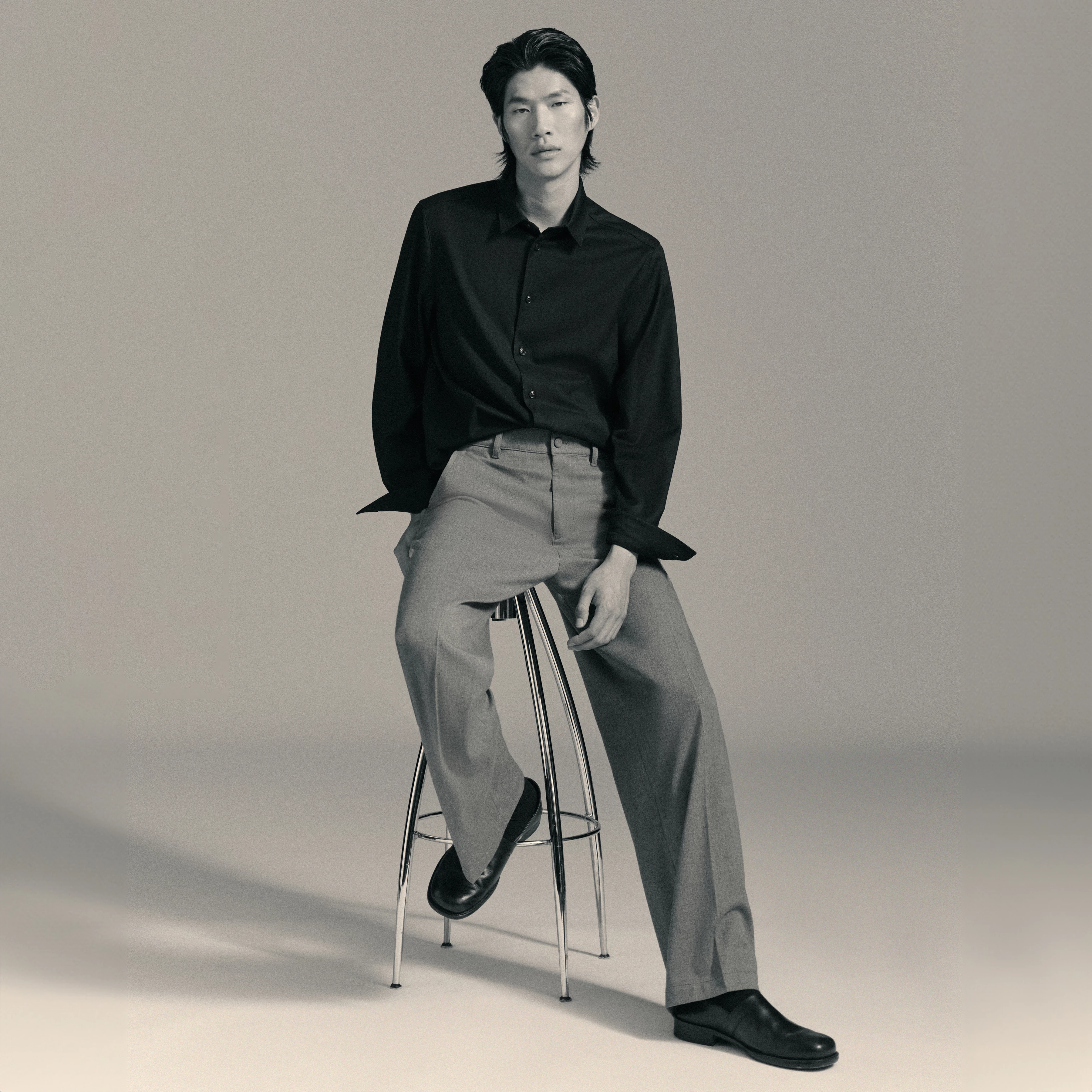 RAMIS - Regular Fit Hemd in softem Flanell - Herren - schwarz