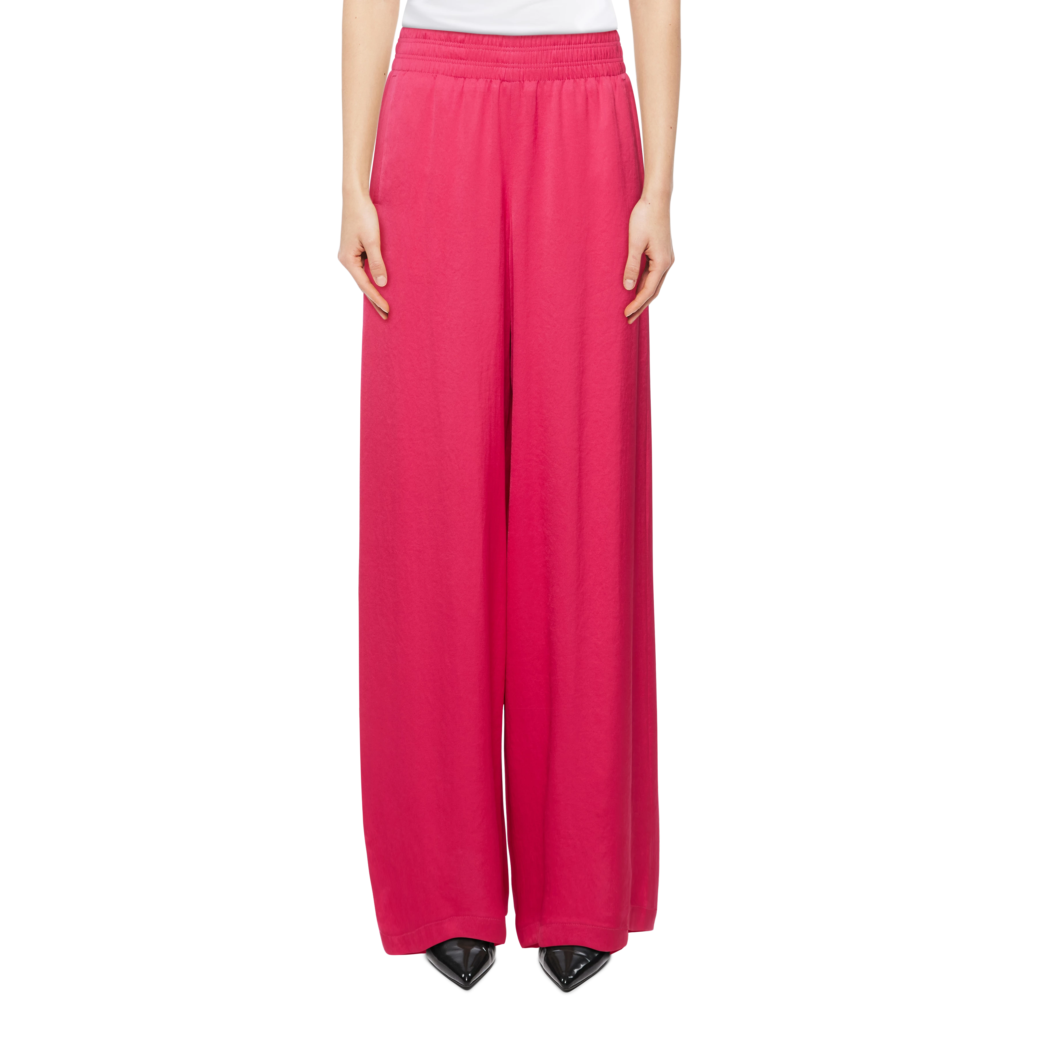 CEILING - Pantalon large en satin - women - rouge - Frontansicht