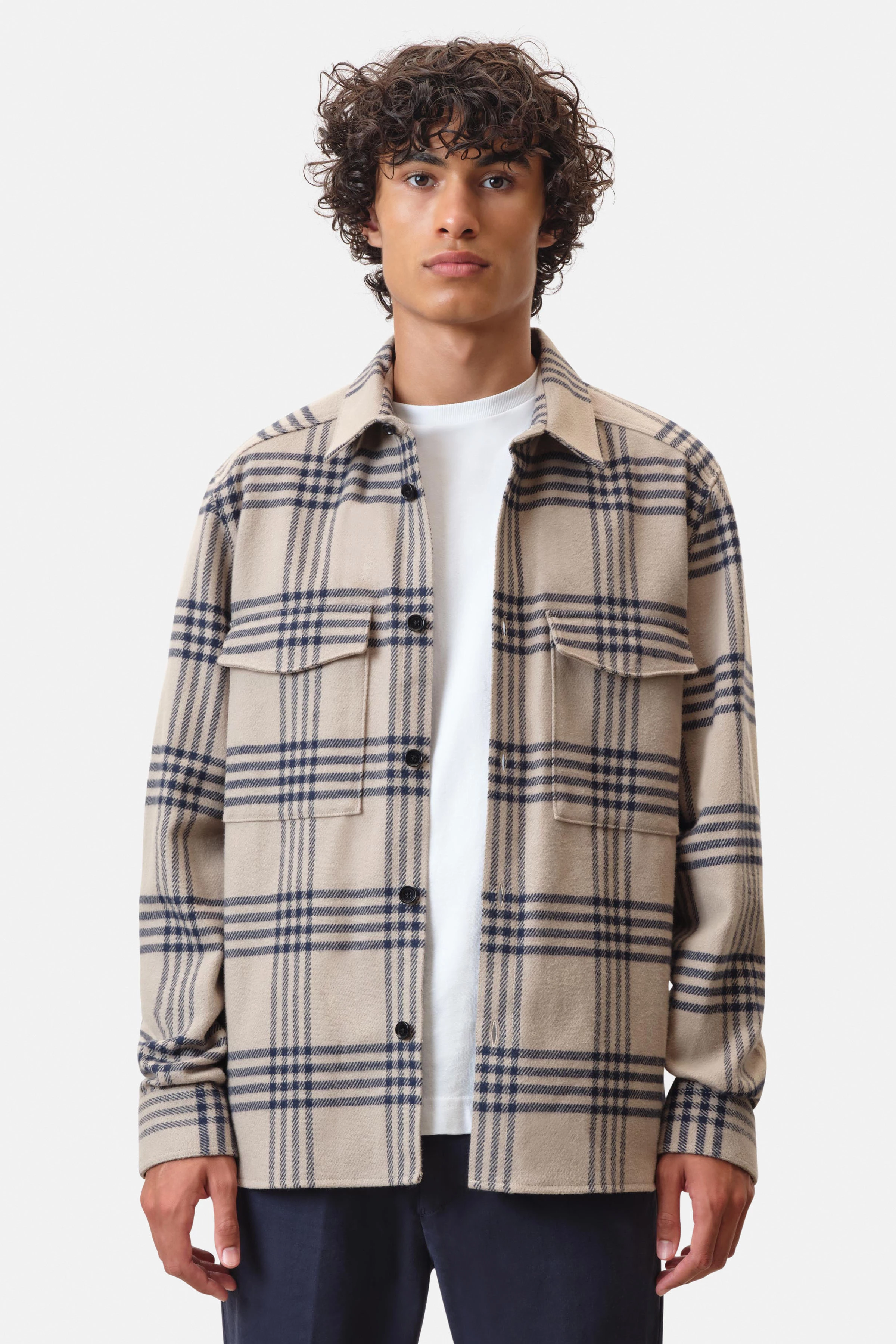 GUNRAY - Relaxed Fit Overshirt in heavy Flanell - Herren - beige - Frontansicht