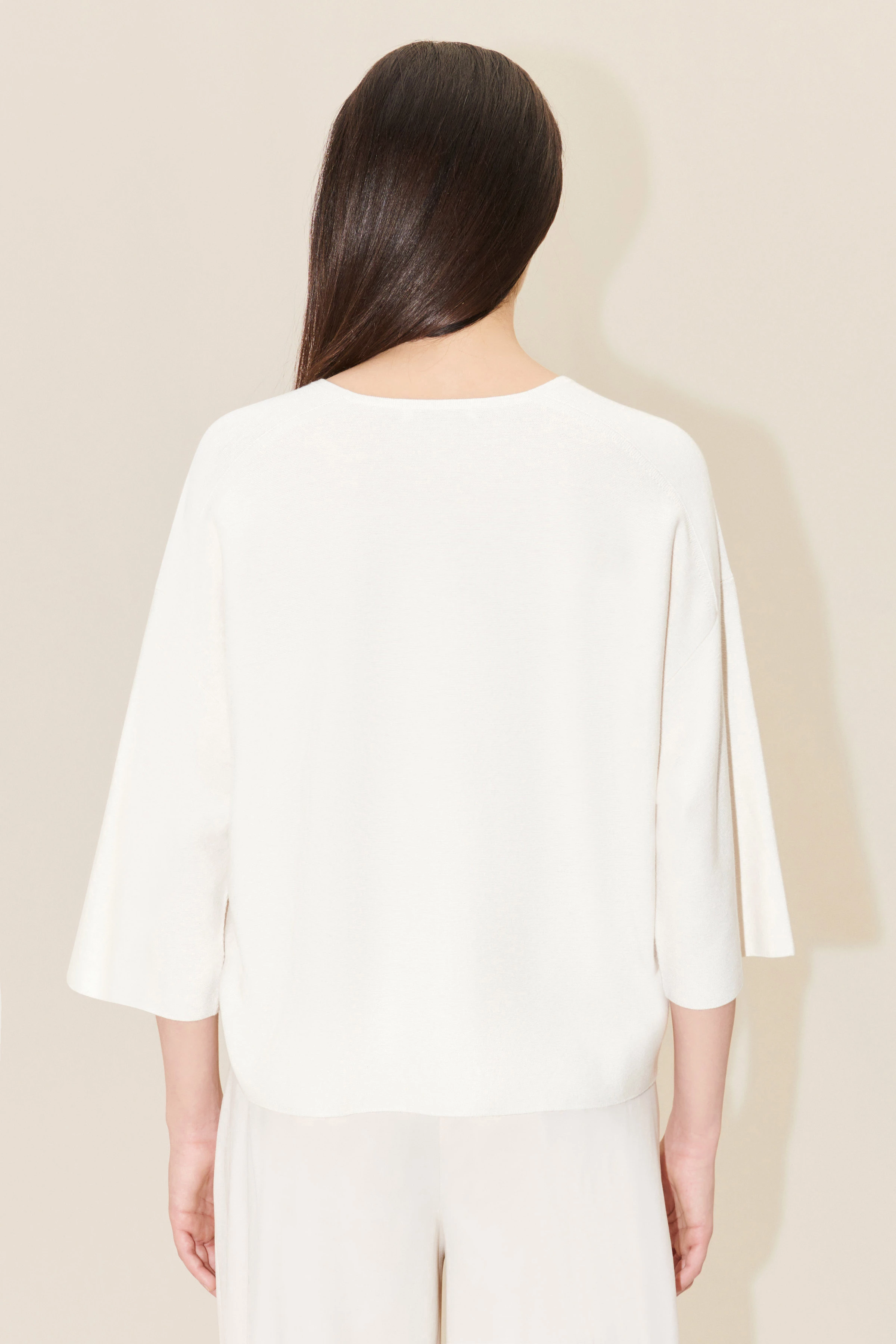 NILAY - Oversized Strick-T-Shirt in Baumwolle-Kaschmir - Damen - beige - Rückansicht