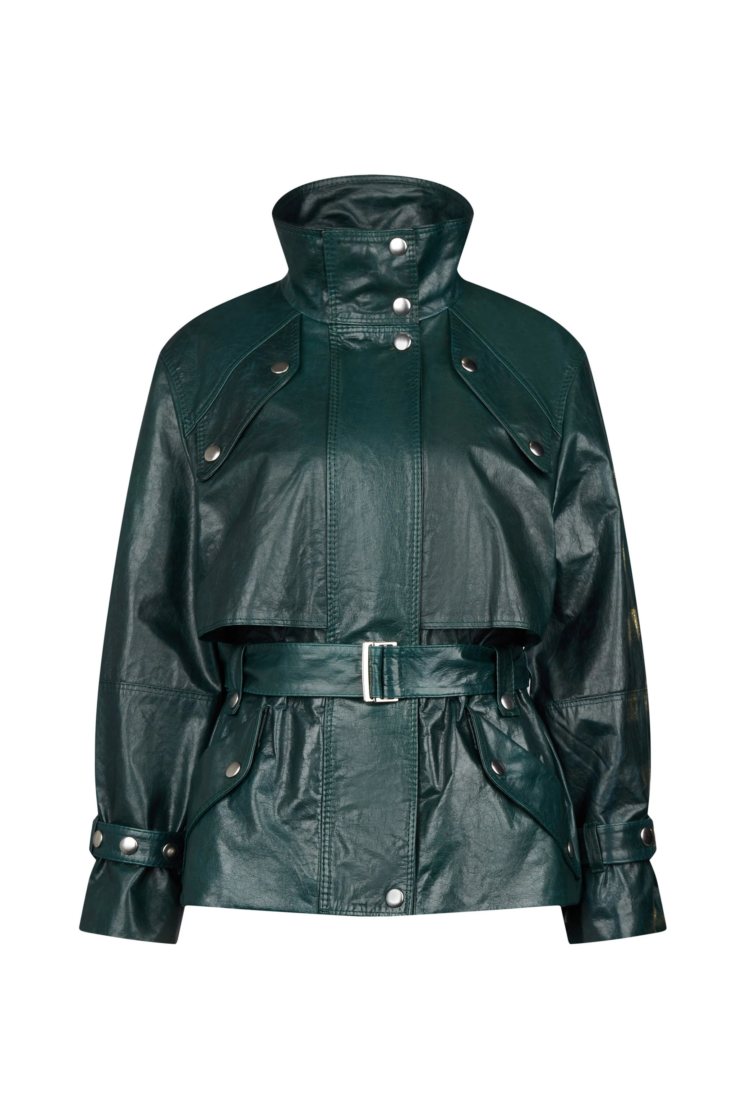 KENSAL - Leder Parka - Damen - oliv - Freisteller Frontansicht