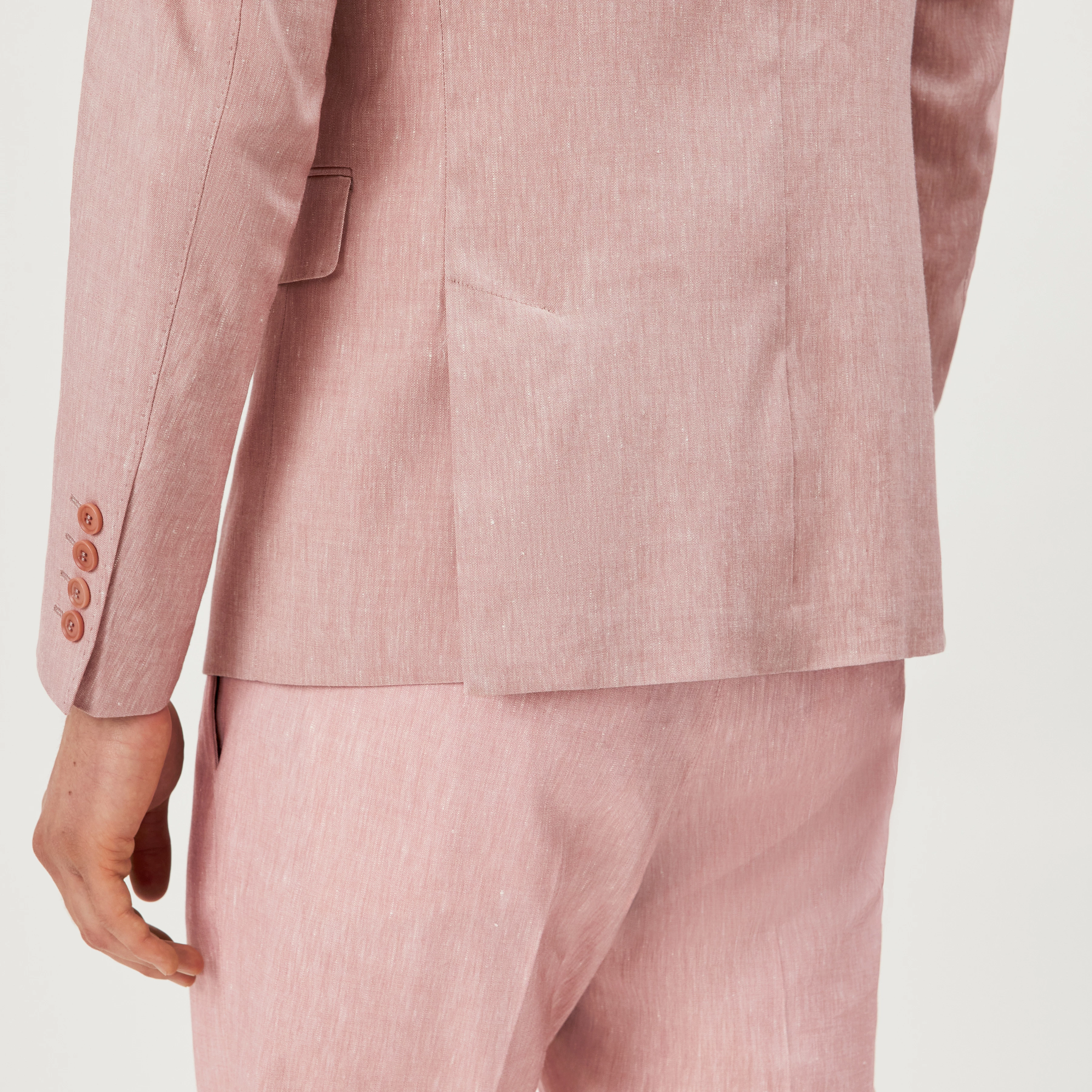 YAMES - Enkeltradet jakke i hørmix - men - orange - Detailansicht am Model