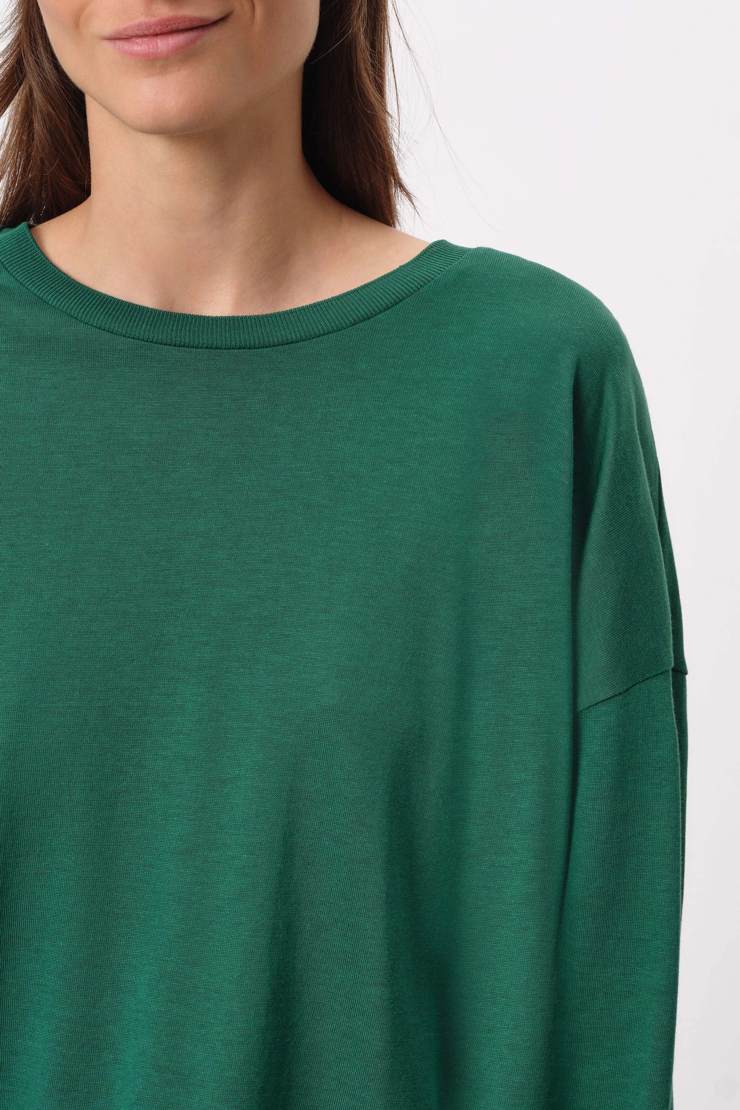CESIDIE - Longsleeve with round neck in knitted look - women - green - Seitenansicht