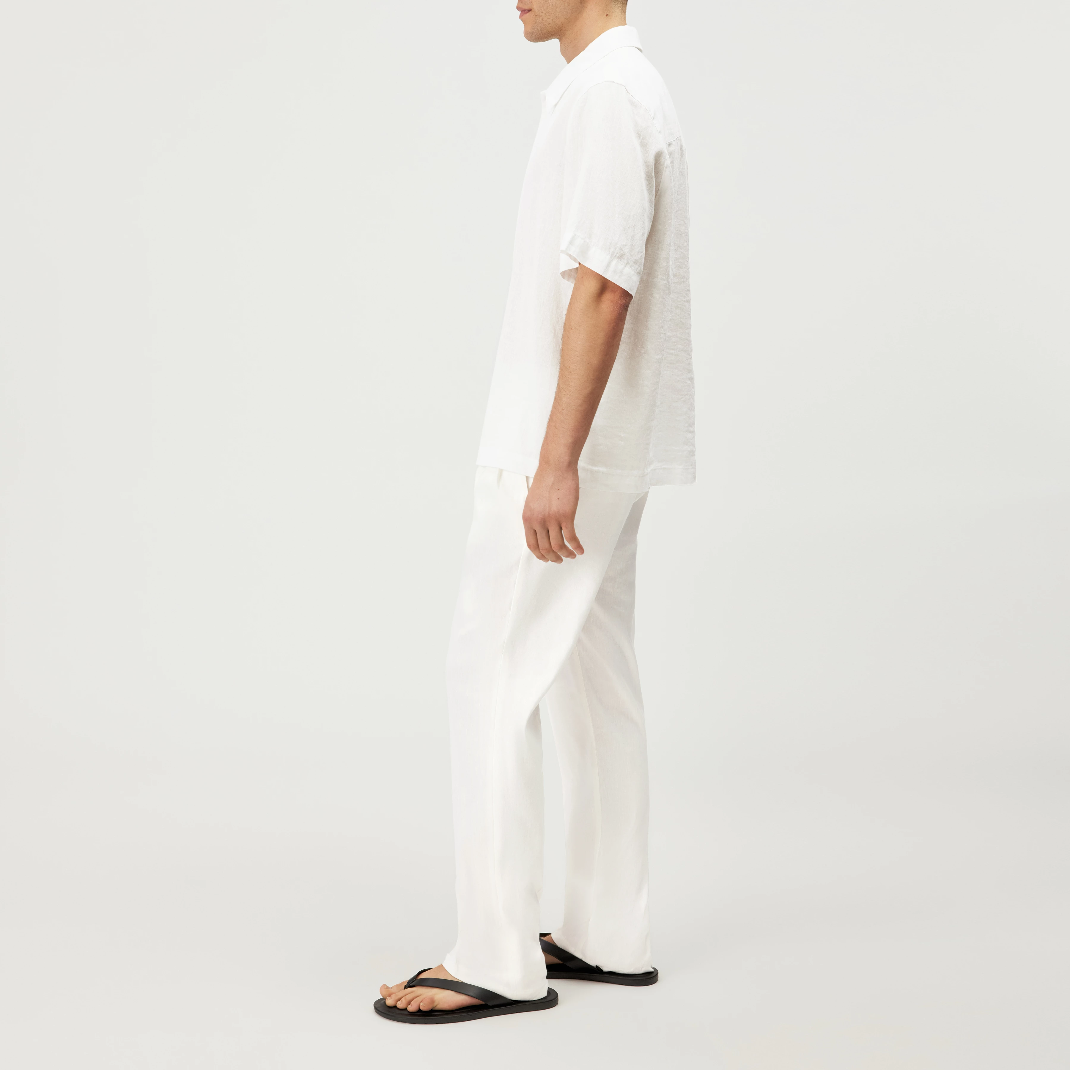 MERYN - Short-sleeve linen blend shirt - men - white - Seitenansicht