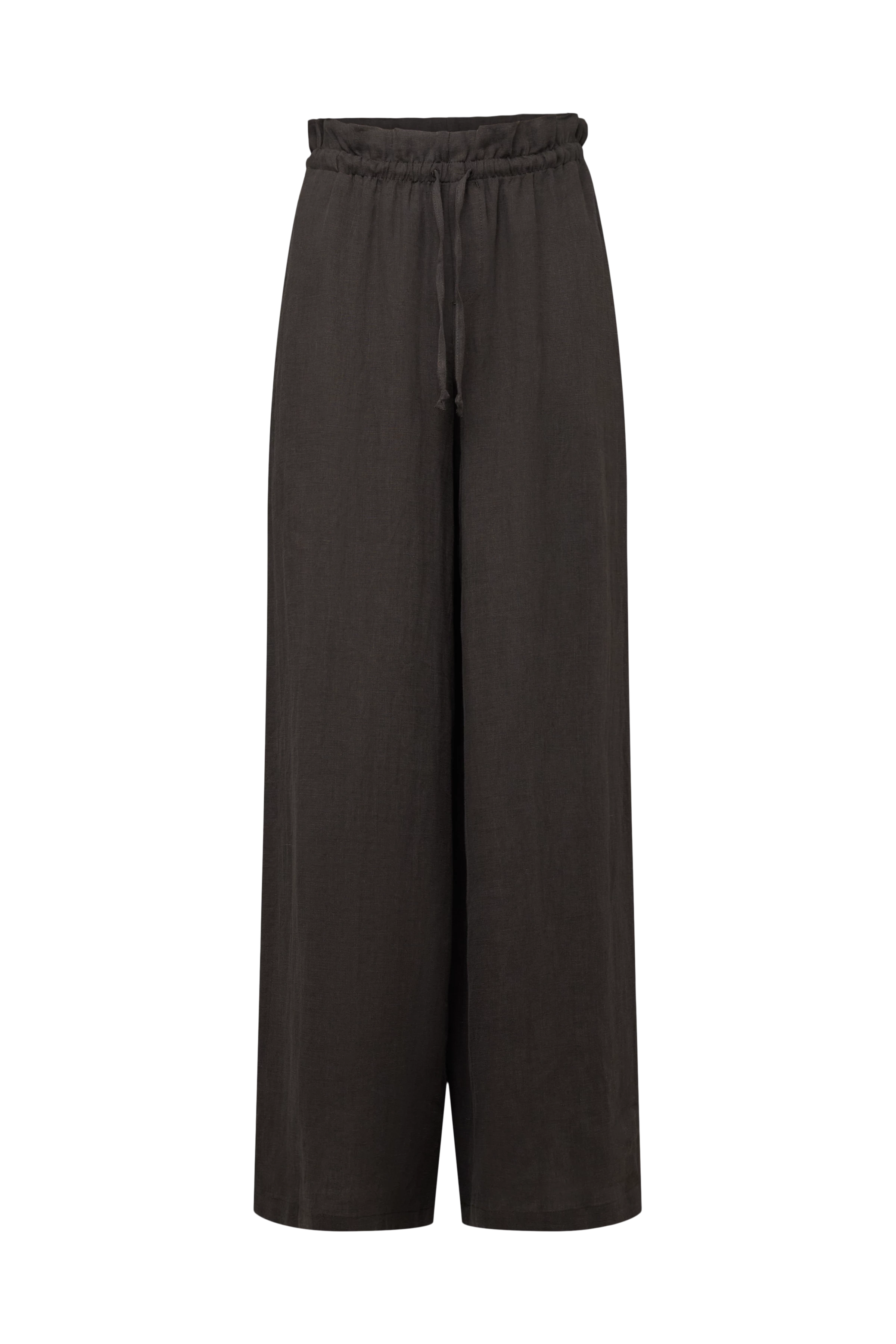 DWINDLE - Linen paperbag trousers - women - brown - Freisteller Frontansicht