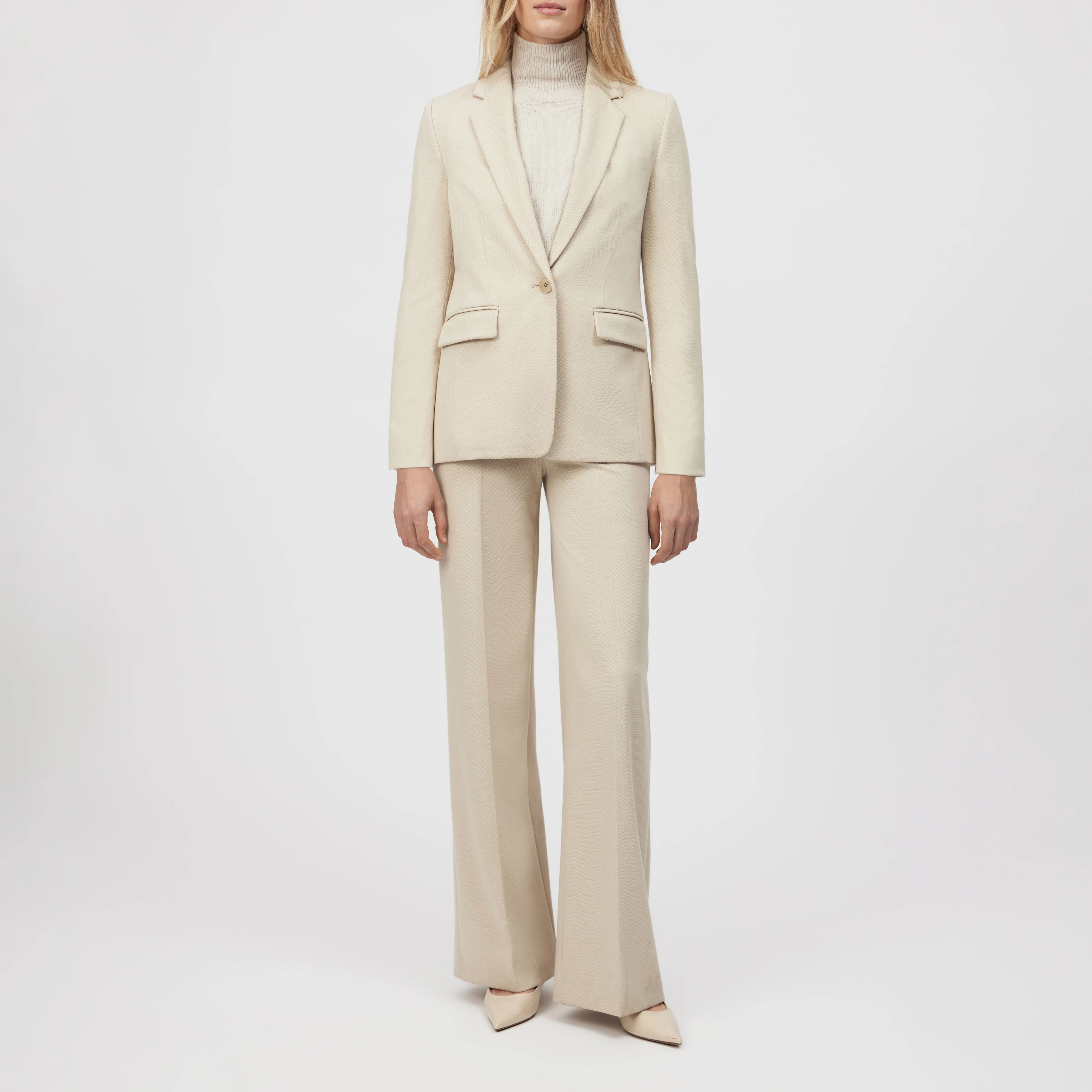 ATLIN_2 - Einknopf-Blazer in Jersey mit Dessin - Damen - braun - Ganzkörper-Frontansicht