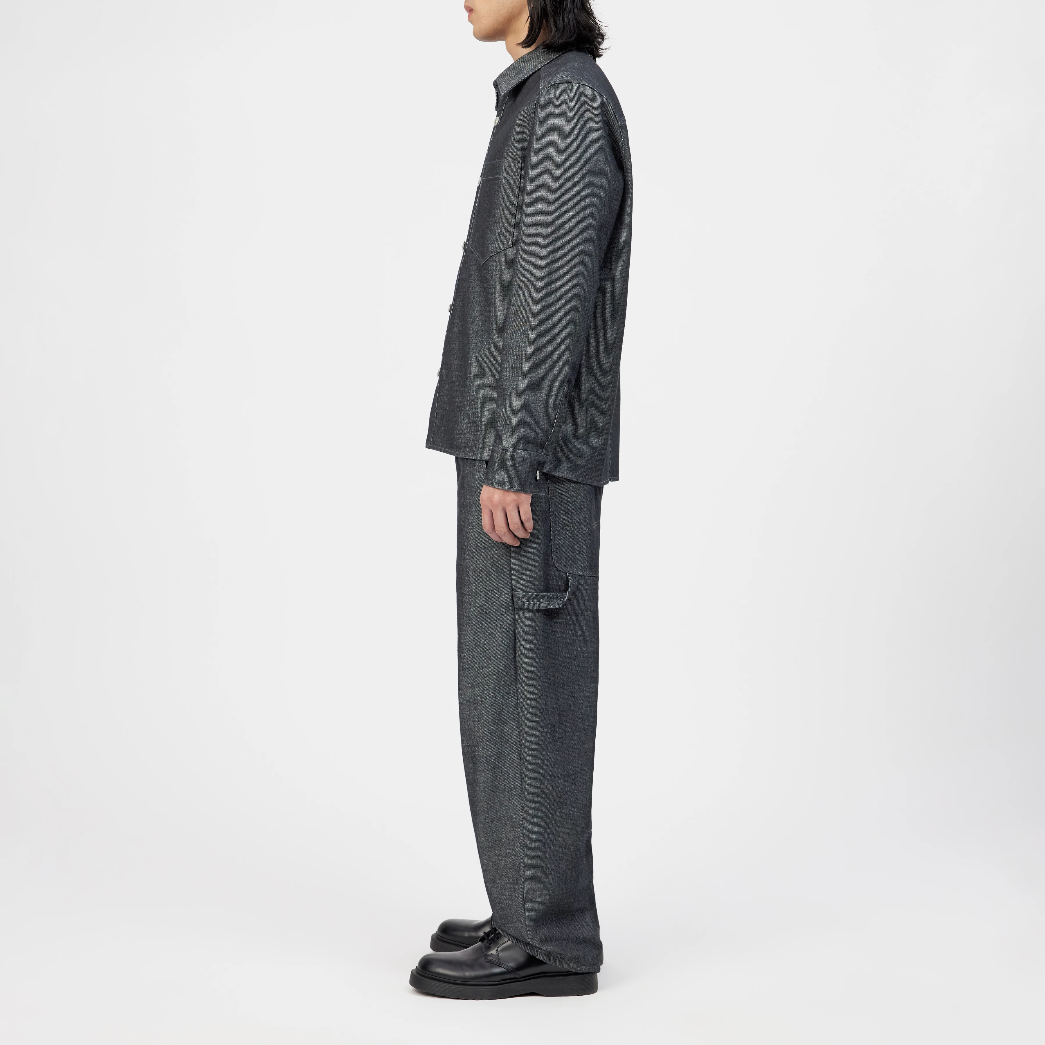 DIEGGO - Overshirt mit Brusttasche in Raw-Denim-Look - Herren - blau - Seitenansicht