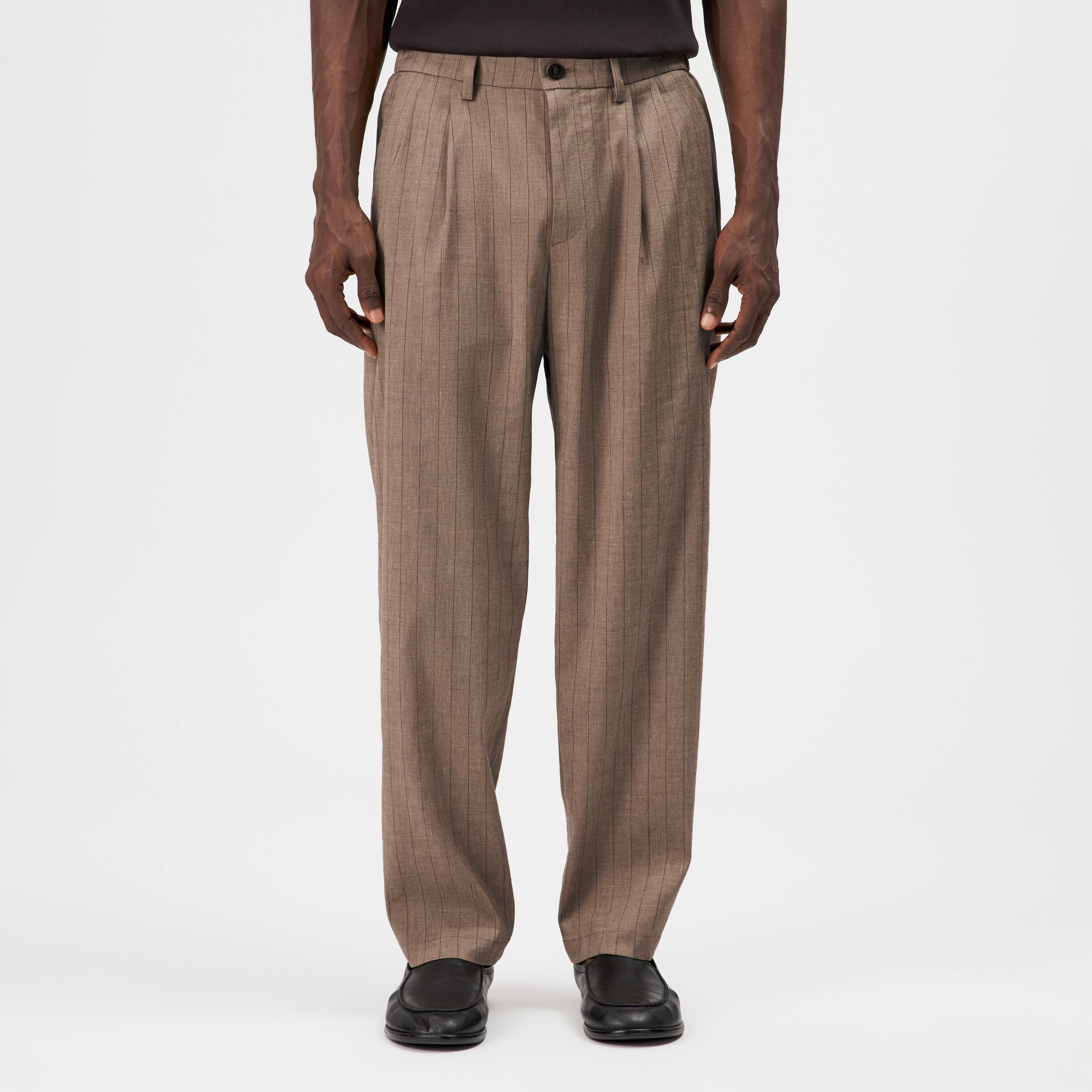MARYKO - Pantalon tailleur en mélange lin-viscose - men - marron - Frontansicht