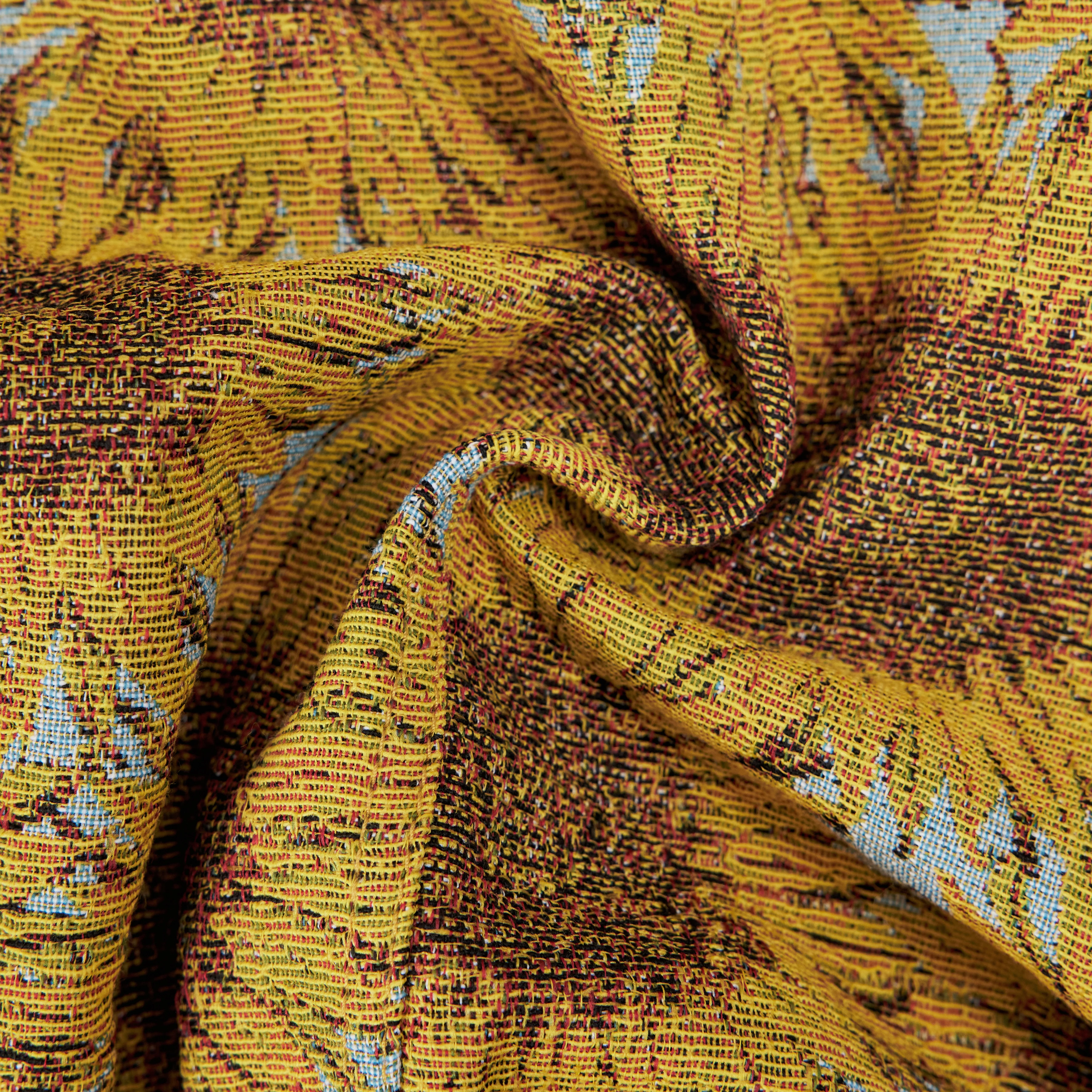 MARWICK - Relaxed fit jacquard jacket with sunflowers - women - yellow - Materialbild (B2C)