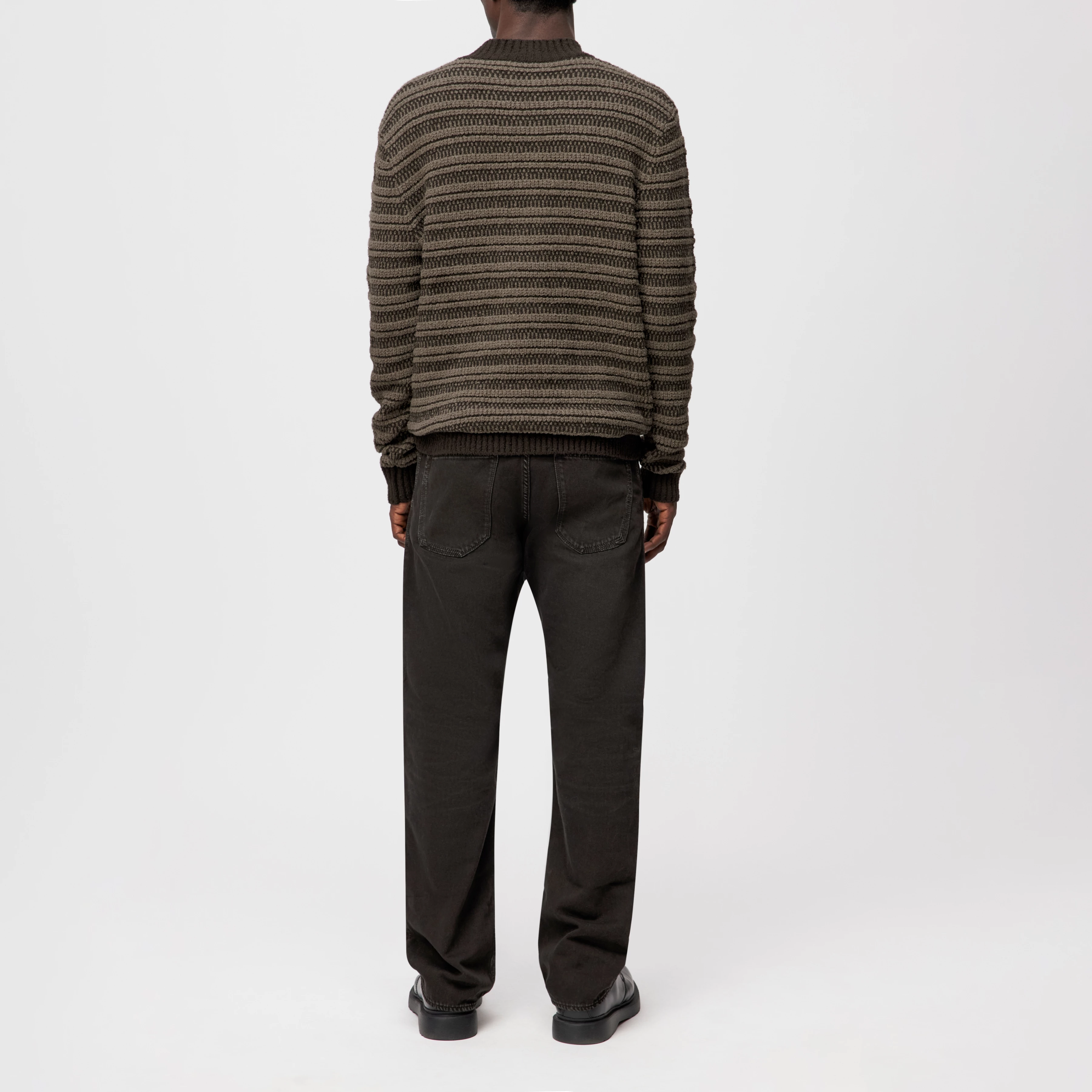 ZAYN - Stehkragenpullover in Bouclé Baumwoll-Mix - Herren - braun - Rückansicht