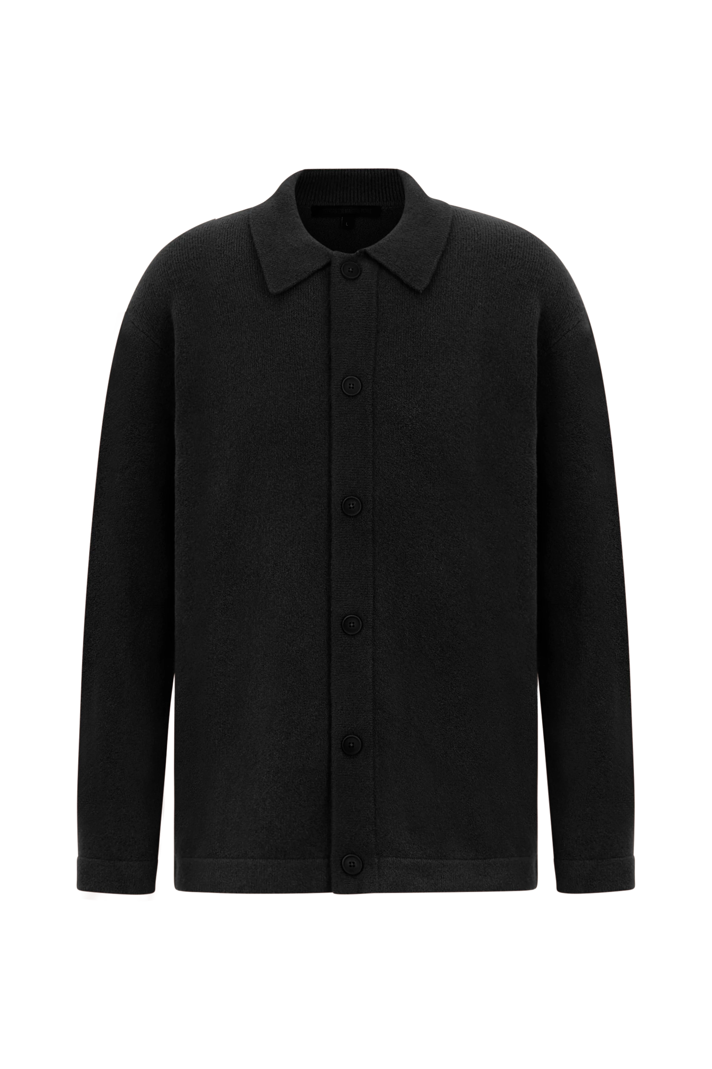 EMILIANO - Knitted polo shirt in cotton-wool blend - men - Natural Aluminium - Freisteller Frontansicht