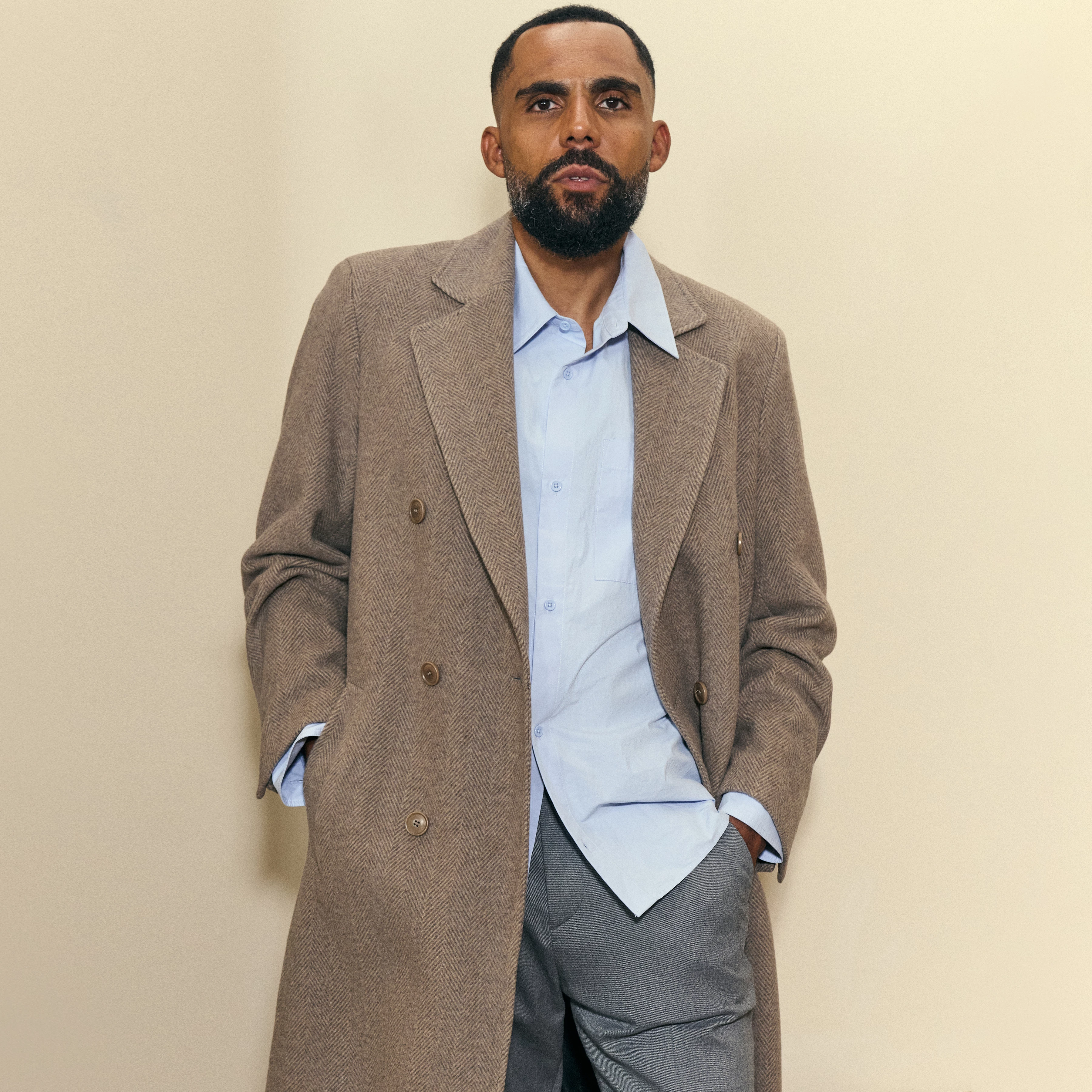 NEKOLA - Double-breasted wool-blend coat - men - brown