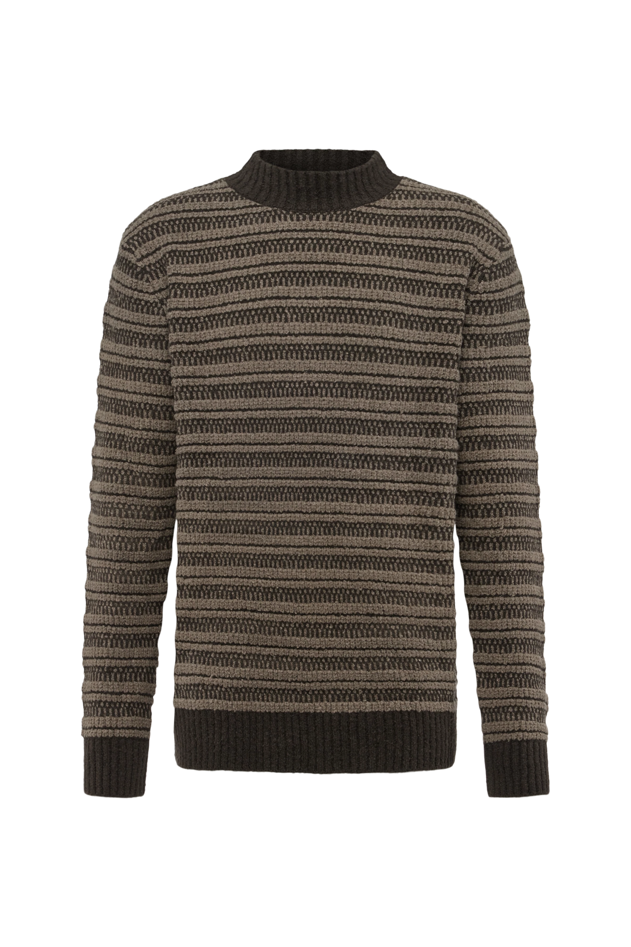 ZAYN - Stehkragenpullover in Bouclé Baumwoll-Mix - Herren - braun - Freisteller Frontansicht