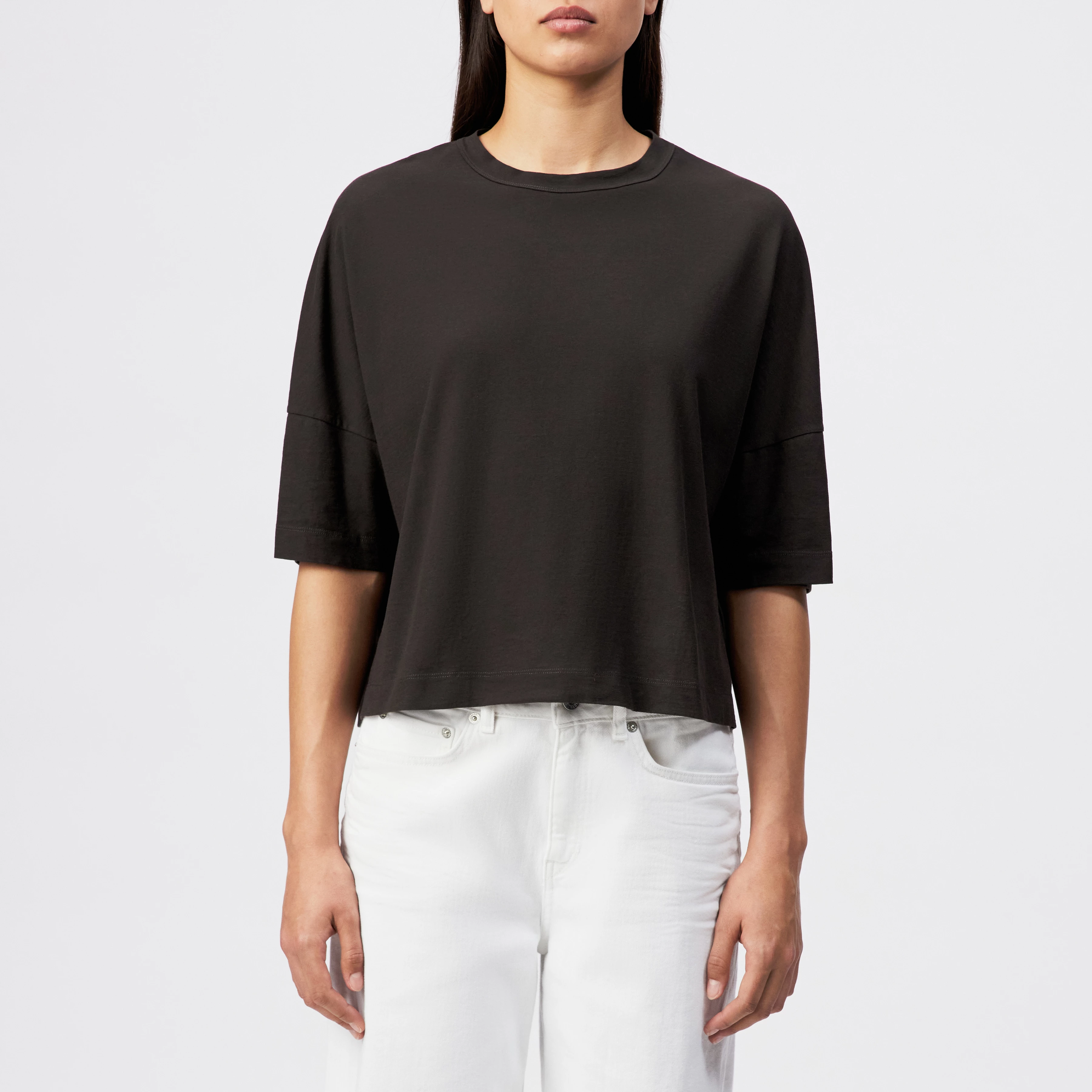 KUSIA - Casual cotton crepe T-shirt - women - brown - Frontansicht