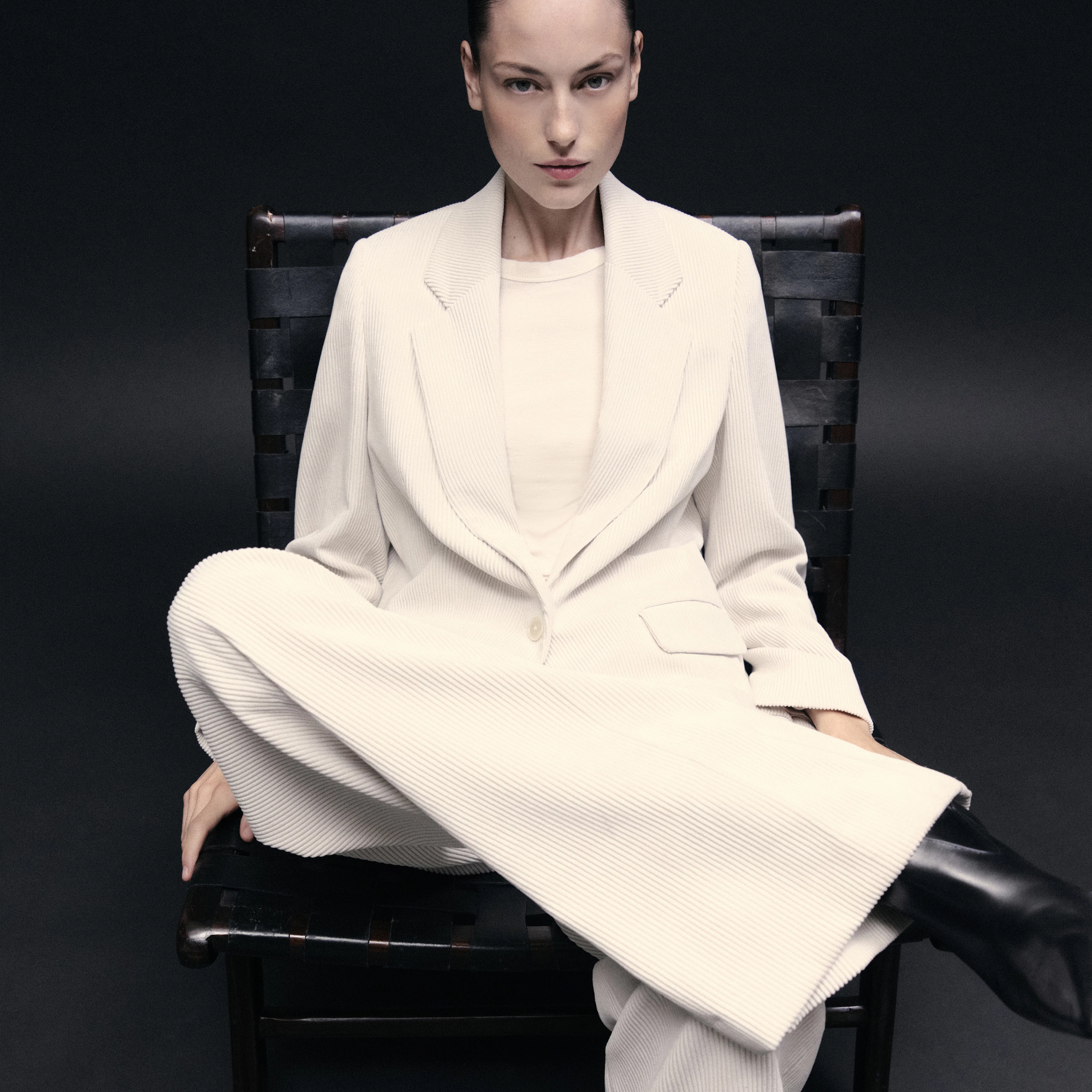 GLENDALE - Boyfriend blazer in corduroy - women - off white