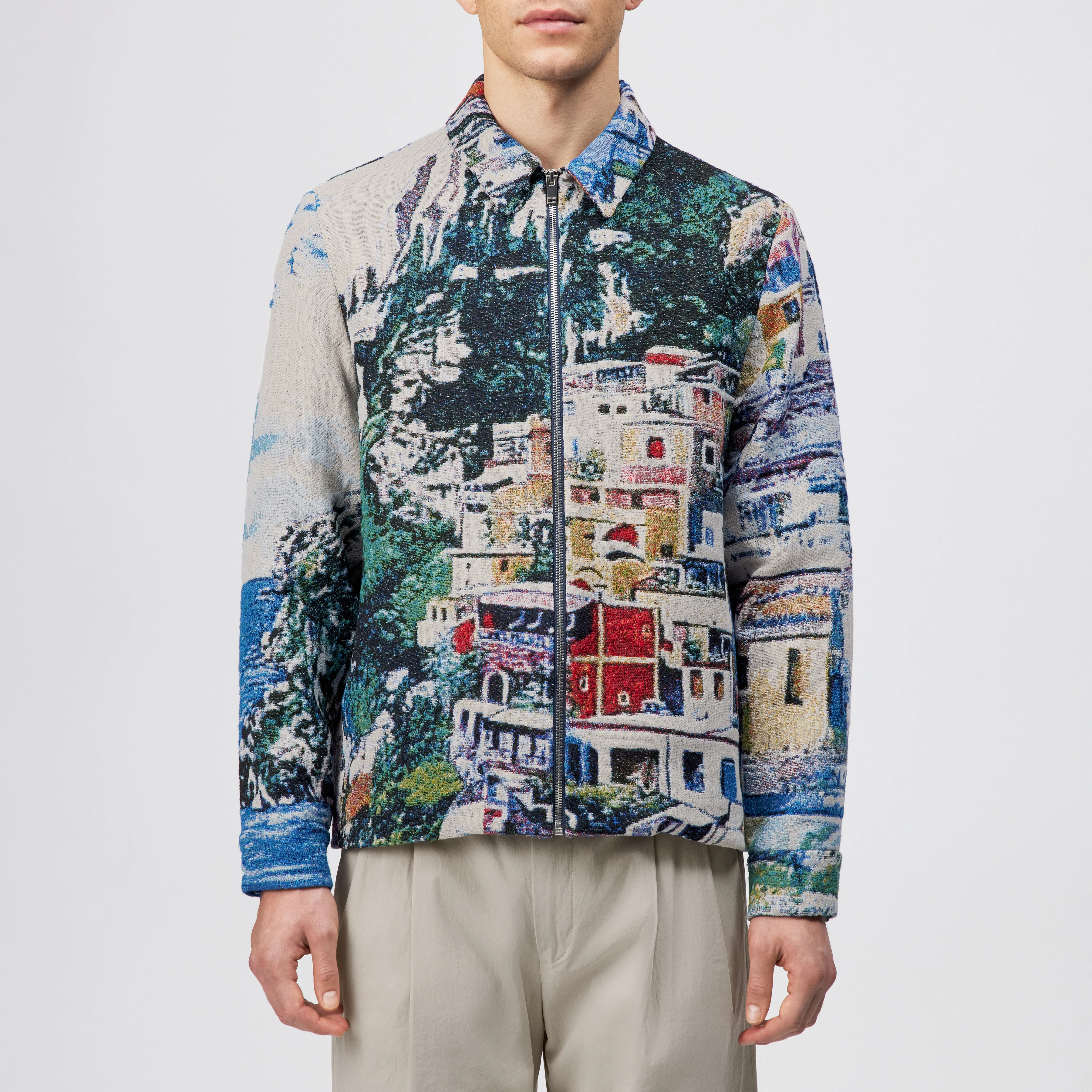 JOTTAR - Jacke mit Umlegekragen in Jacquard - Herren - blau - Frontansicht