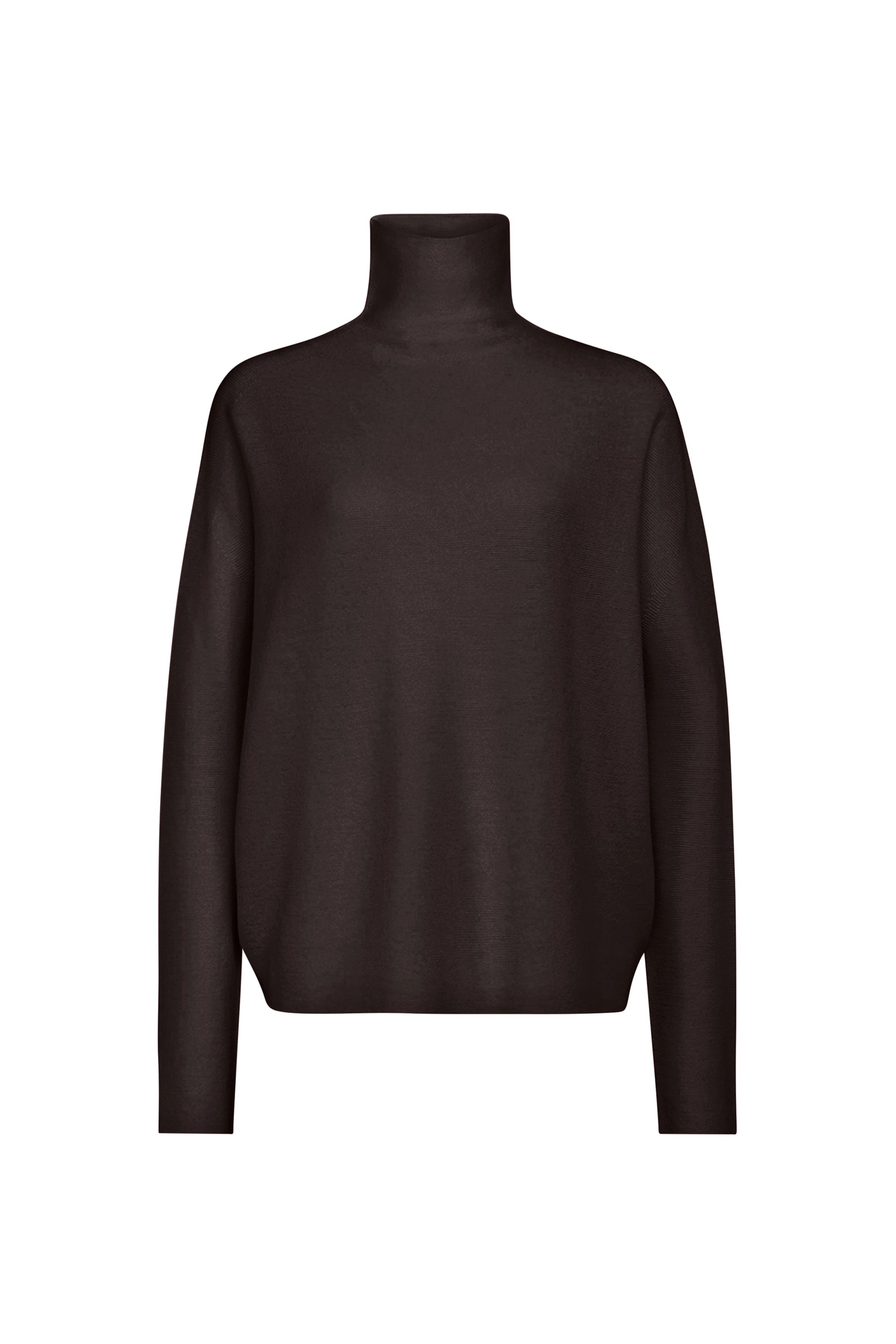 LIORA - Egg-shape turtleneck jumper in 100% merino wool - women - brown - Freisteller Frontansicht