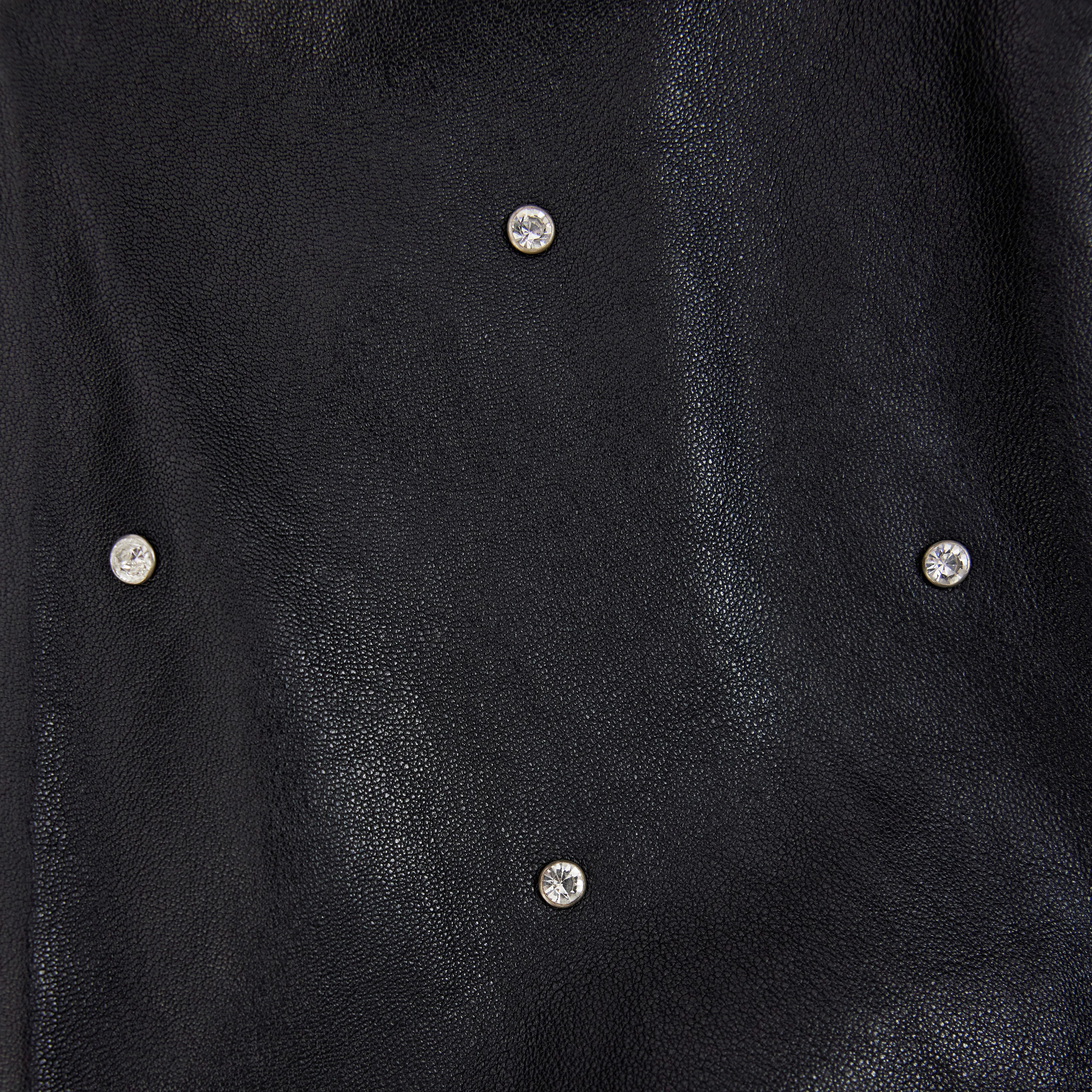 MARHAM_1 - Blousonjacke mit Swarovski® Kristallen in Leder - Damen - schwarz - Materialbild (B2C)