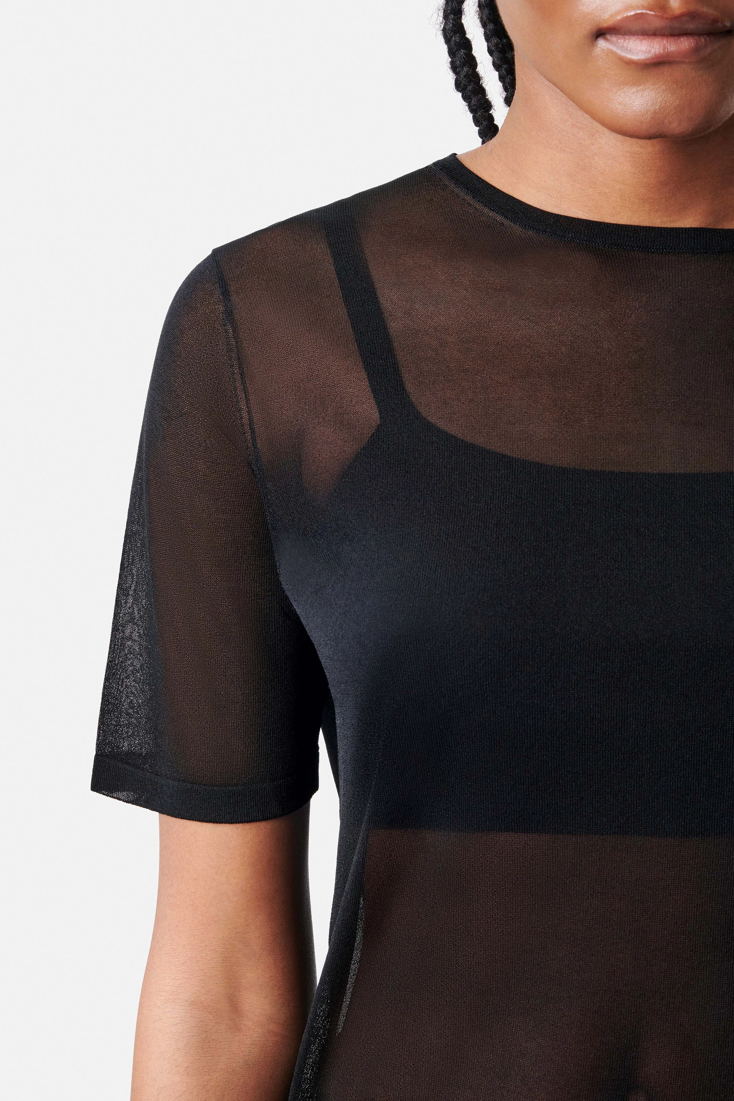 ILVY - Lässiges Strick-T-Shirt in Viskose-Mix - Damen - schwarz - Seitenansicht