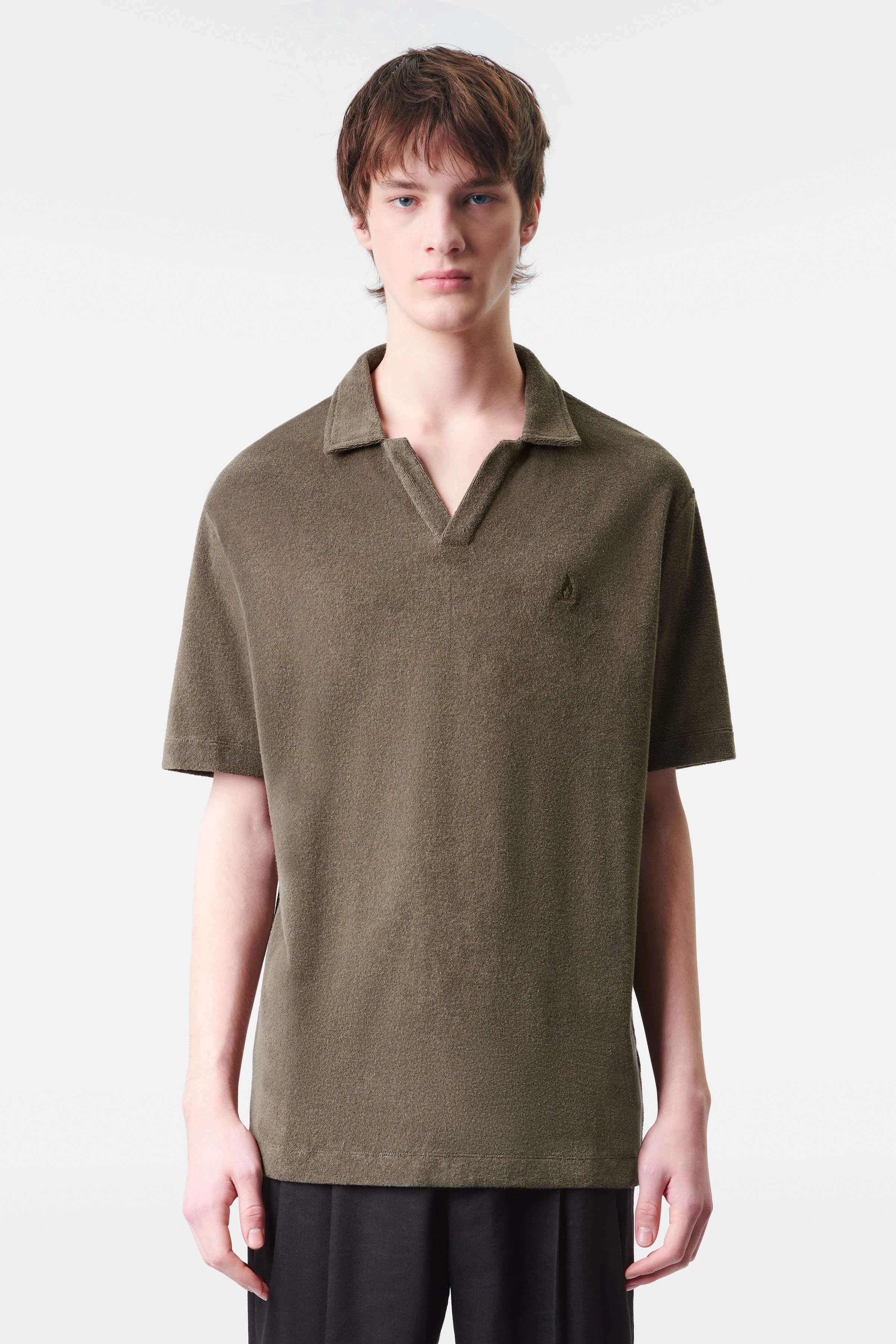 BENEDICKT - regular fit polo van katoen-viscosemix - heren - groen - Frontansicht