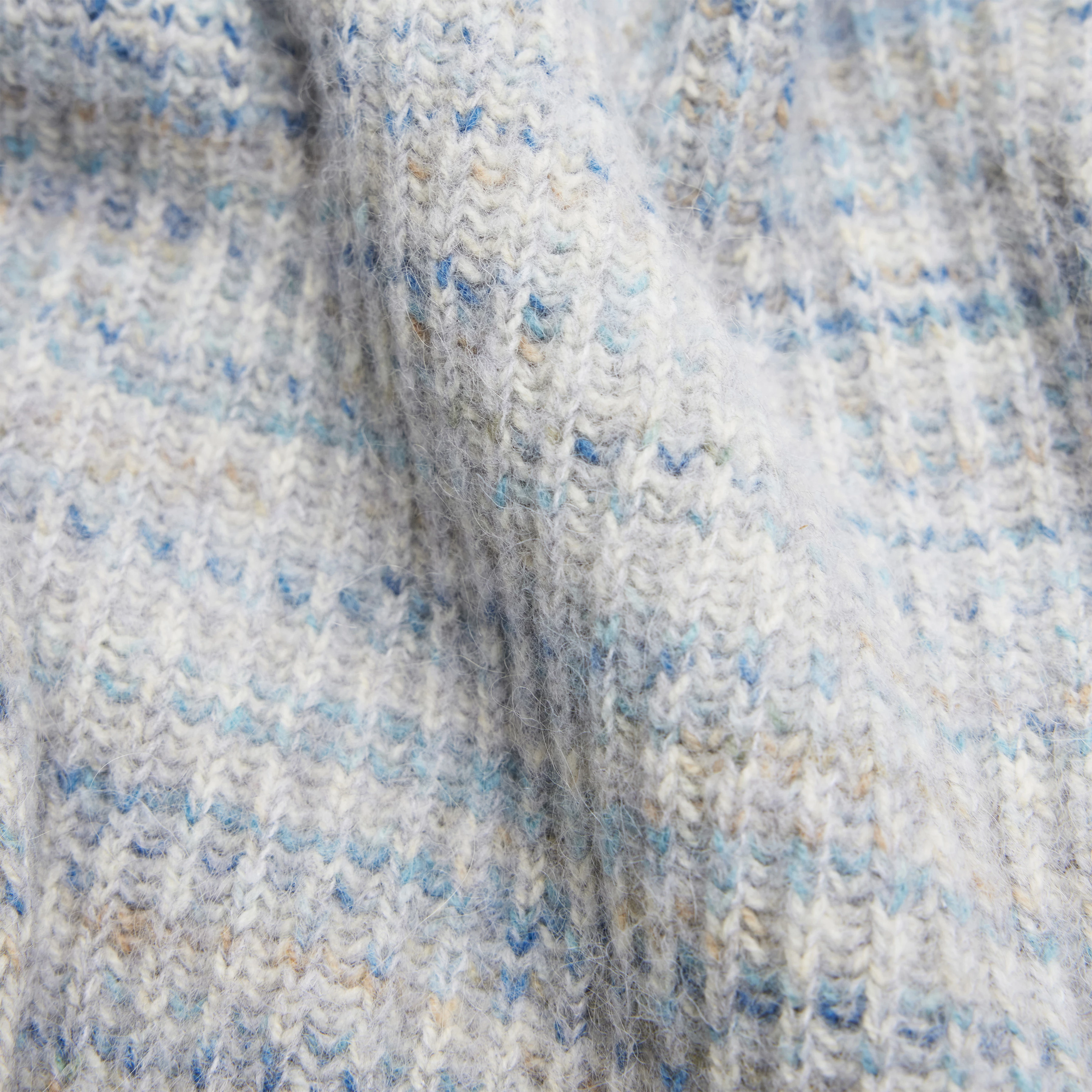 VARISA - Turtleneck sweater in printed wool blend yarn - women - blue - Materialbild (B2C)