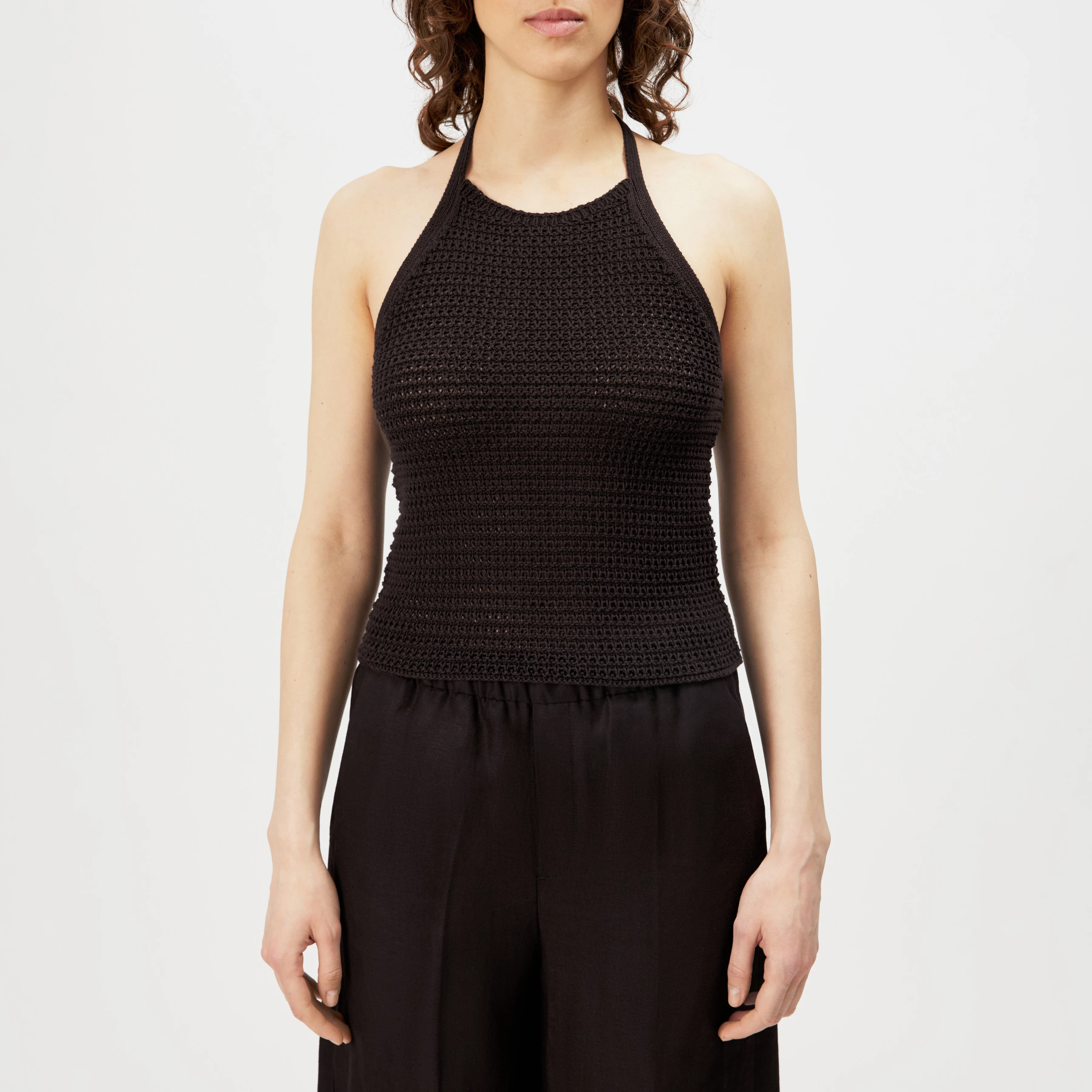 AKWY - Halter top in pure cotton - women - brown - Frontansicht