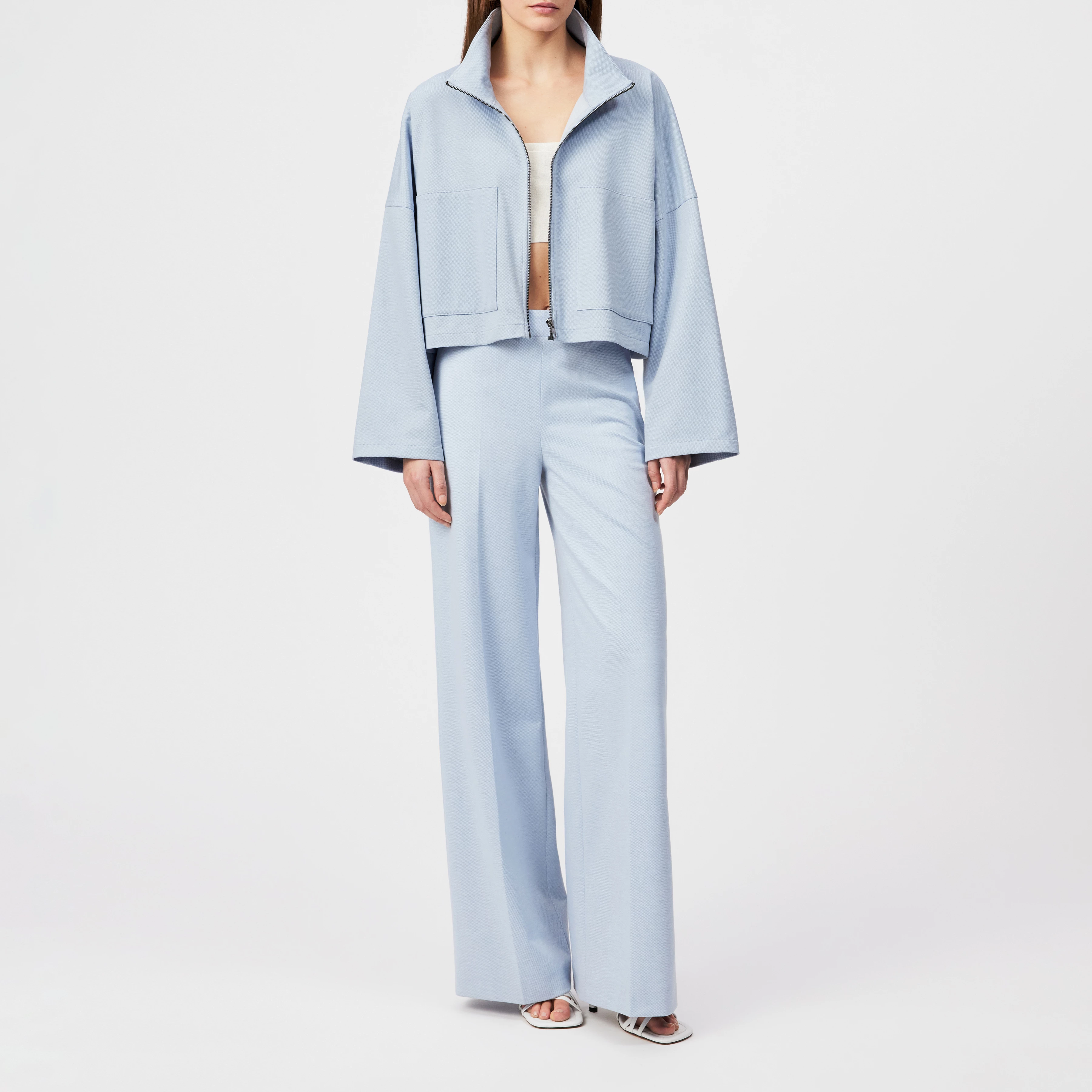 BEFORE - Patterned jersey palazzo trousers - women - blue - Ganzkörper-Frontansicht