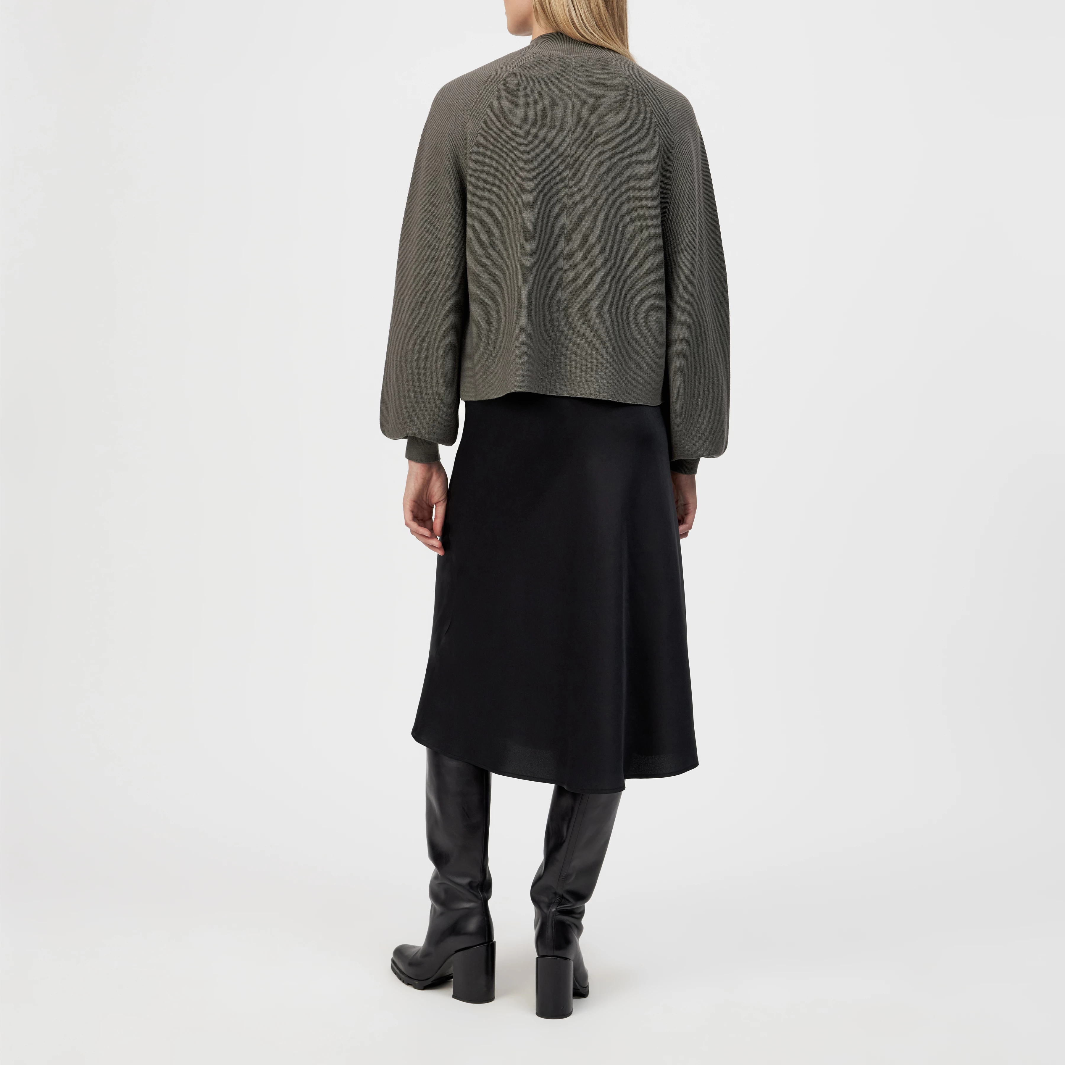 KIMONI - Pull à manches ballon 100 % laine mérinos - women - gris - Rückansicht