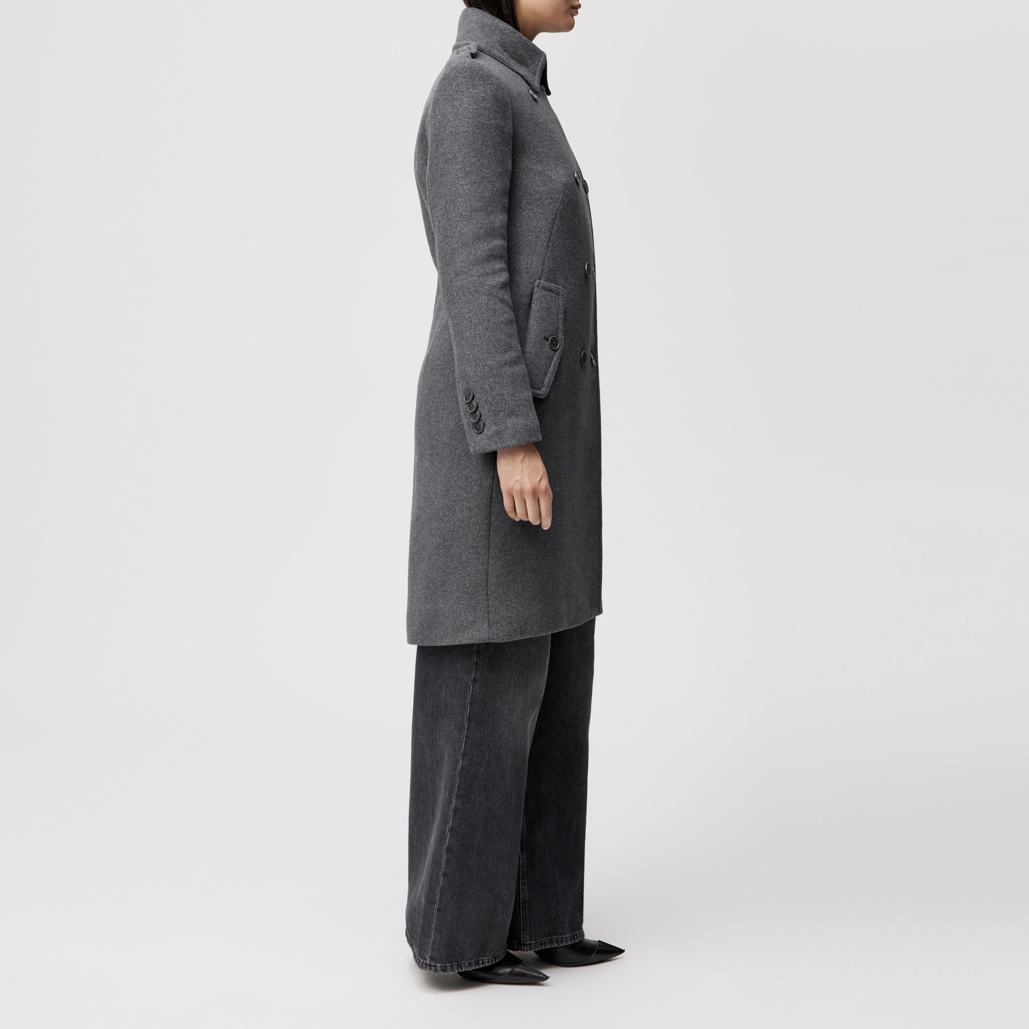 HARLESTON - Uniformmantel in Woll-Mix - Damen - grau - Seitenansicht