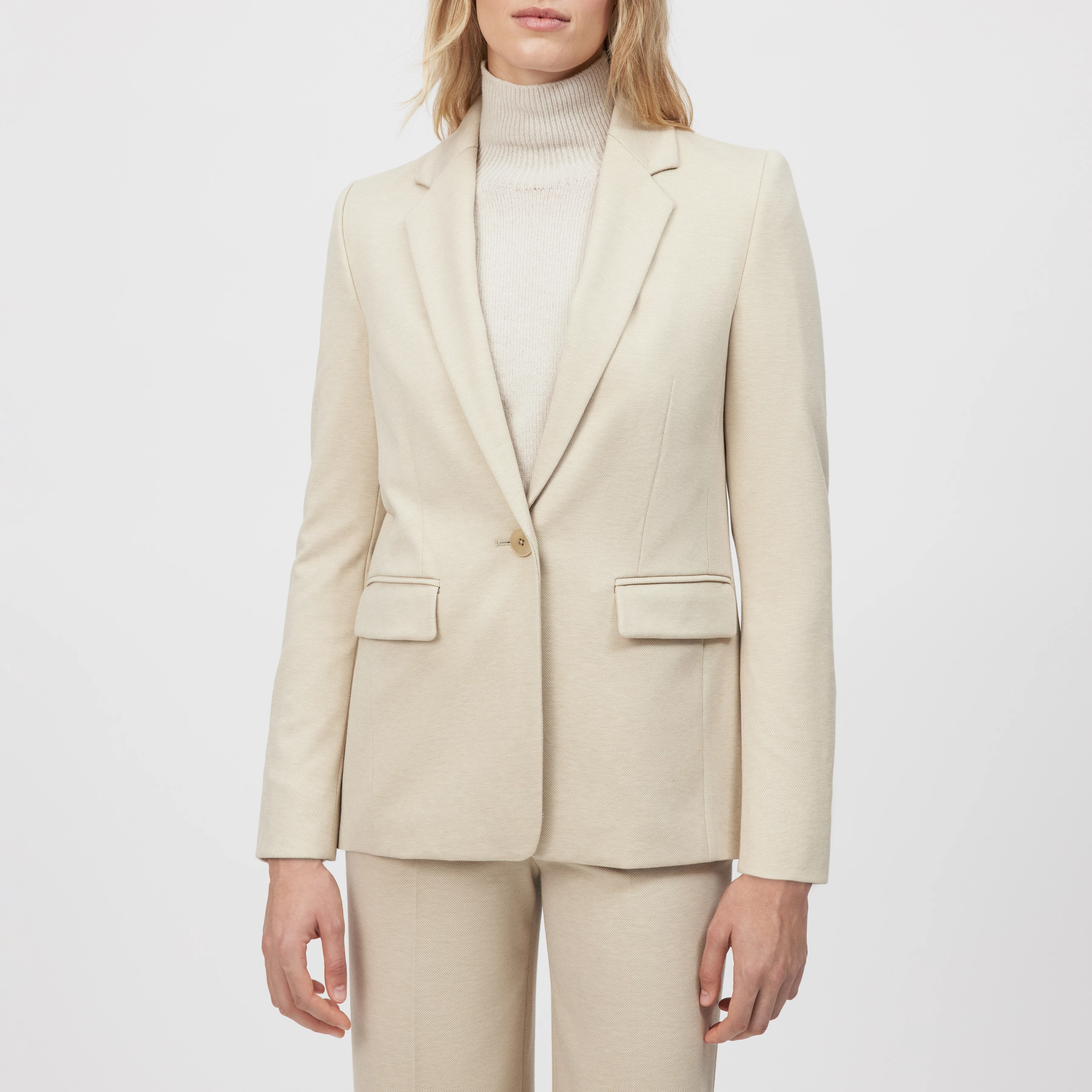 ATLIN_2 - Einknopf-Blazer in Jersey mit Dessin - Damen - braun - Frontansicht