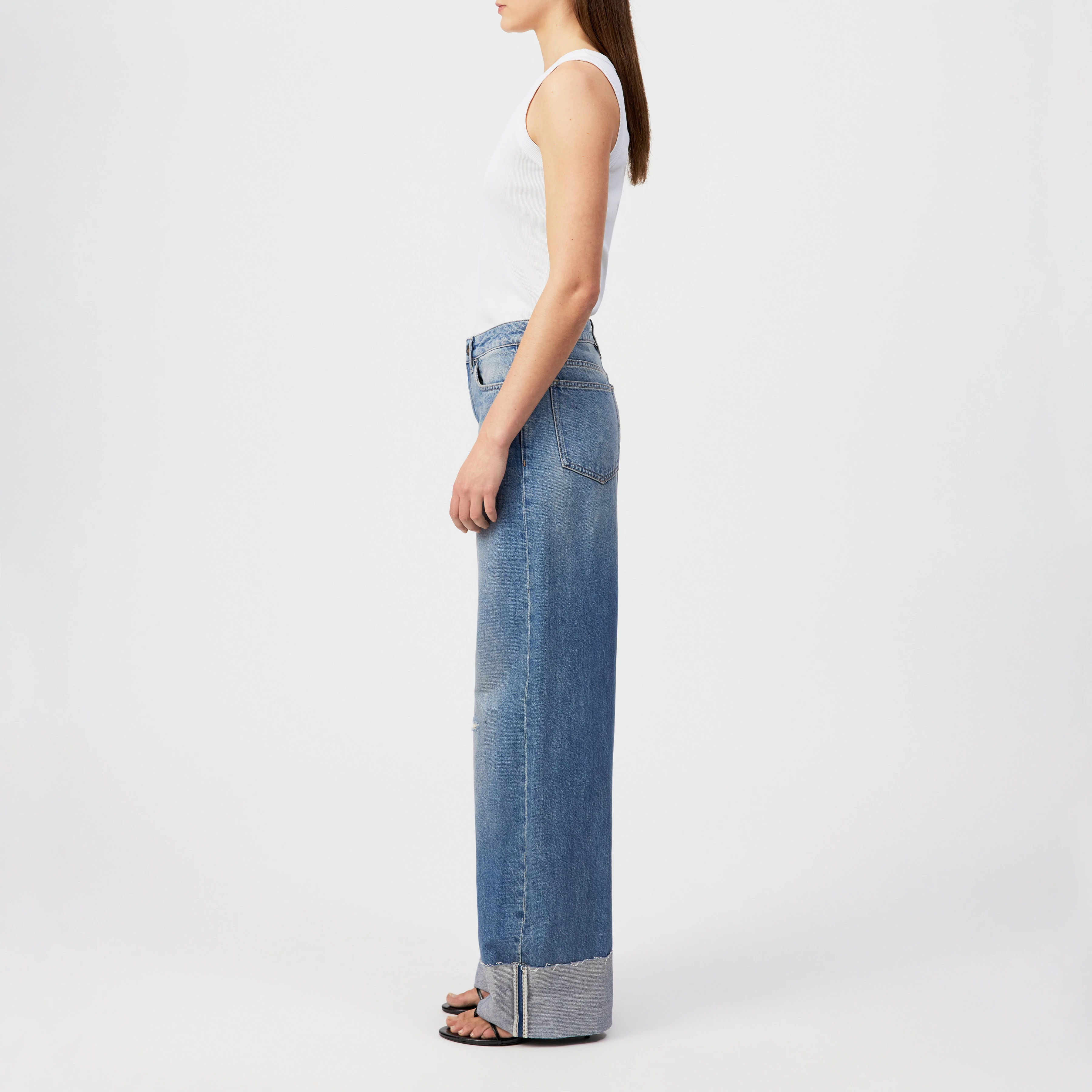 MEDLEY_2 - Mid-rise jeans in pure cotton - women - blue - Seitenansicht