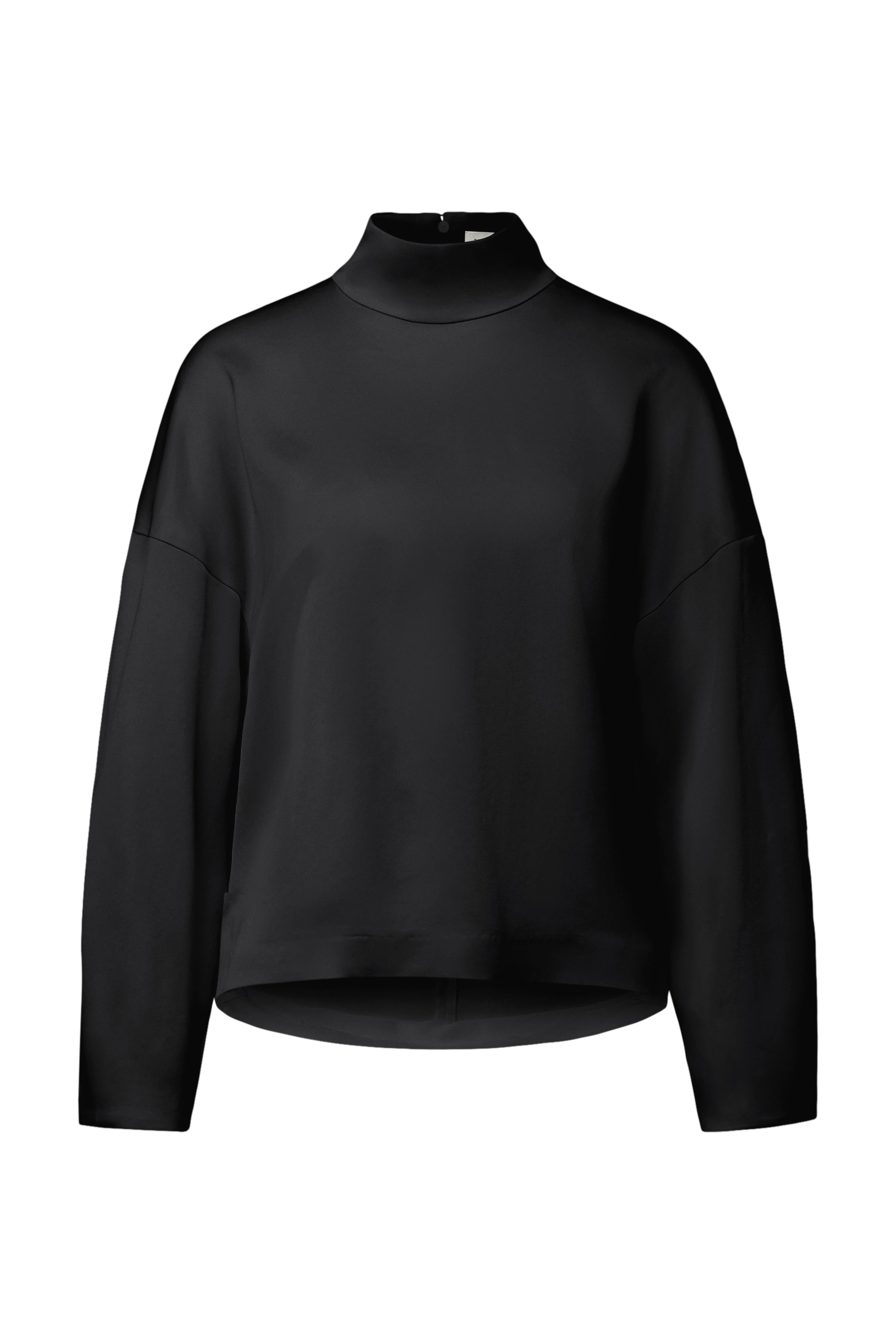 ALVARA - Satin blouse with stand-up collar - women - black - Freisteller Frontansicht