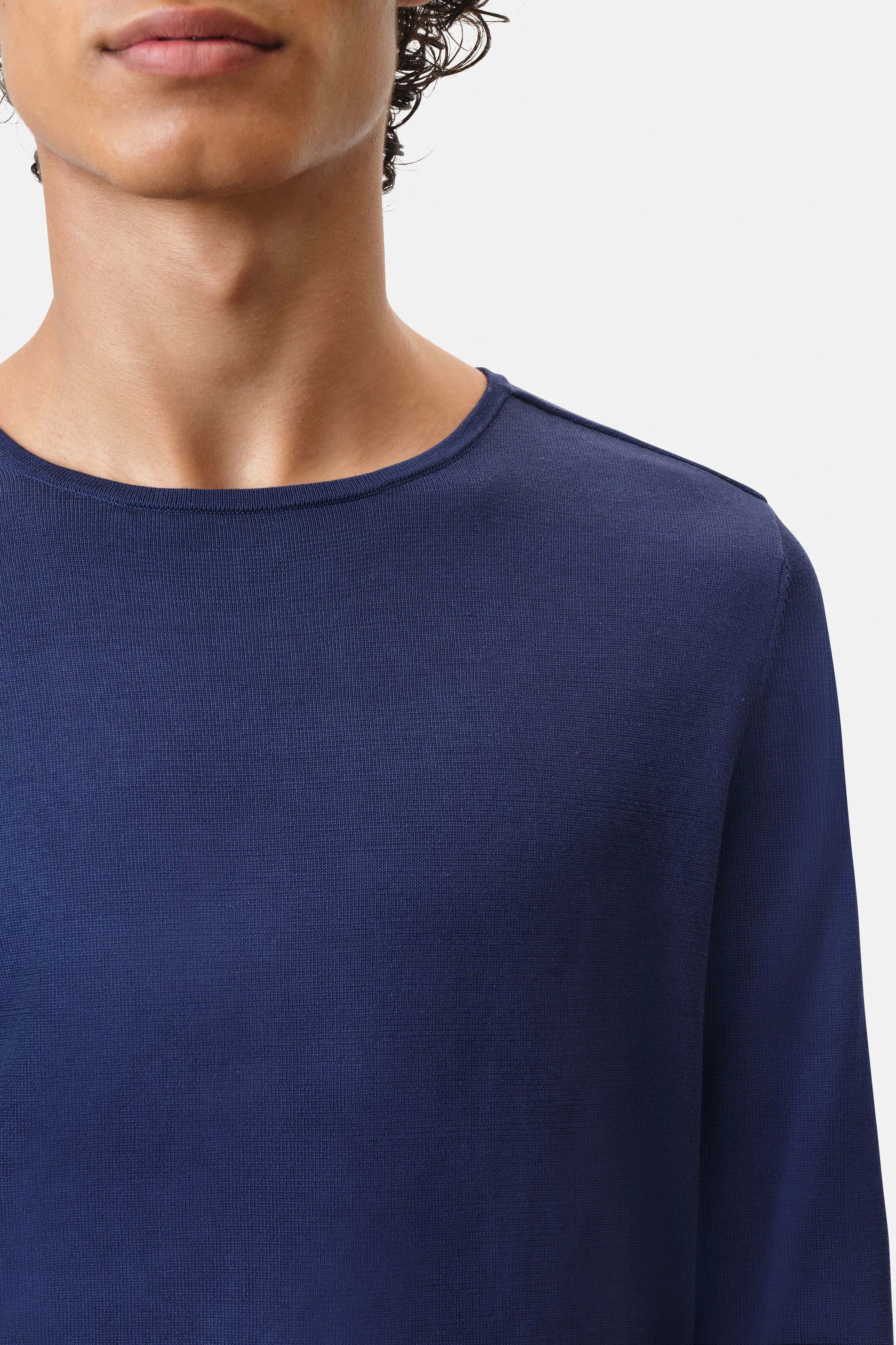 RIKONO - Strickpullover in Baumwolle - Herren - blau - Seitenansicht